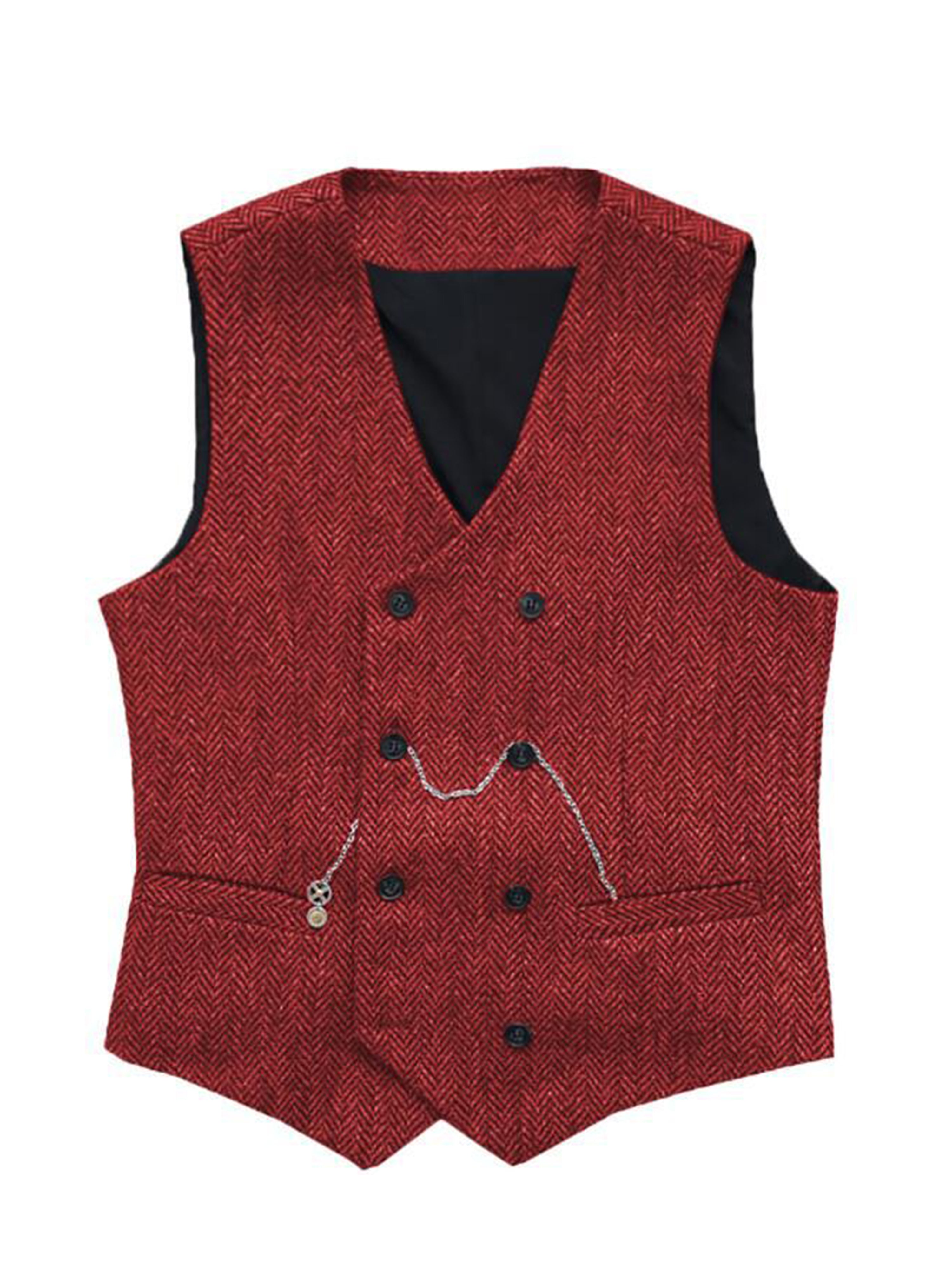 Gilet à col montant de costume pour homme Gilet en chevron