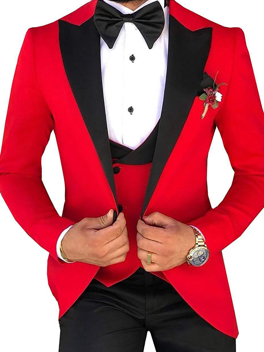 Costume Homme en ROUGE 3 Pièces Tenue de Cérémonie et de Réception Élégante
