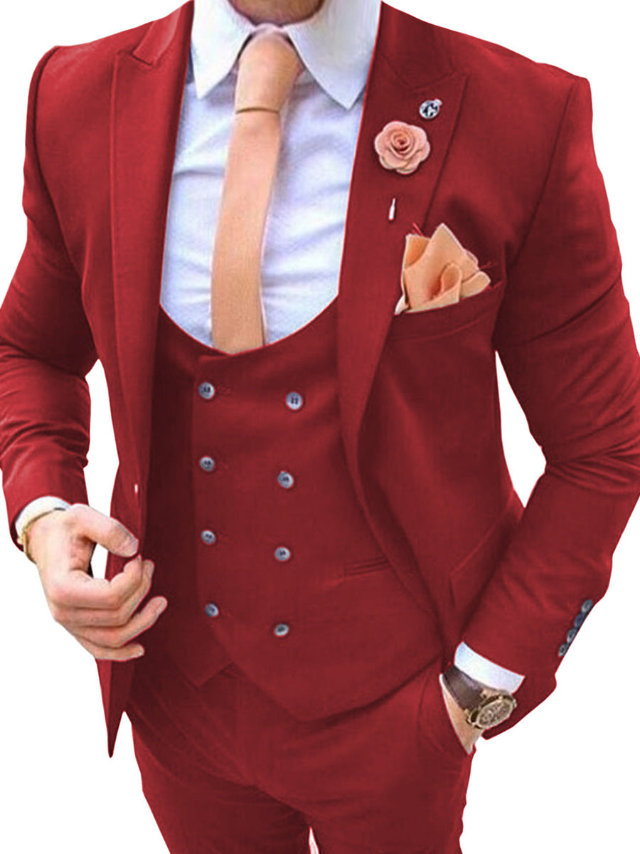 Costume Homme 3 Pièces ROUGE Tenue Polyvalente pour un Style Affaires et Cérémonie Élégant