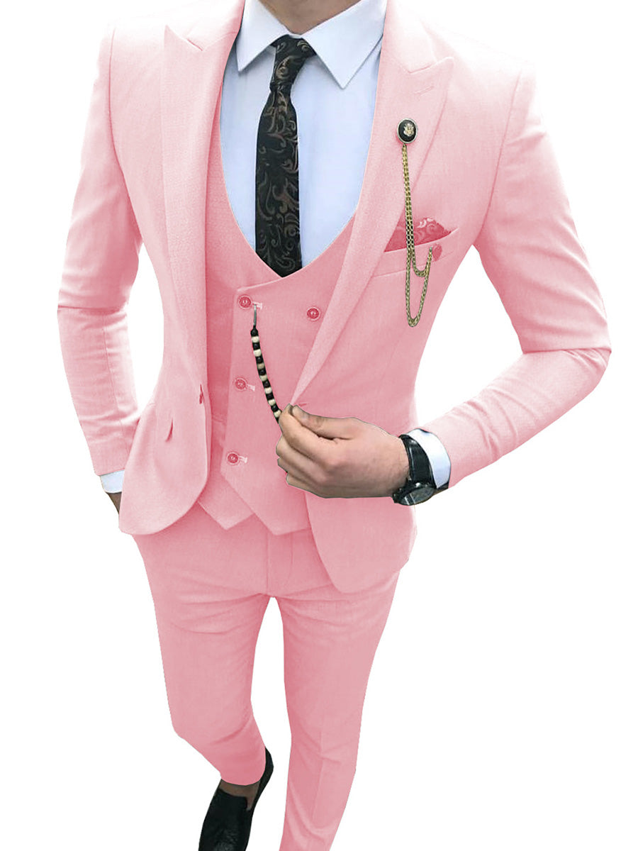 Costume Homme 3 Pièces ROSE Coupe Slim et Style Coréen Moderne pour une Silhouette Affinée en Affaires