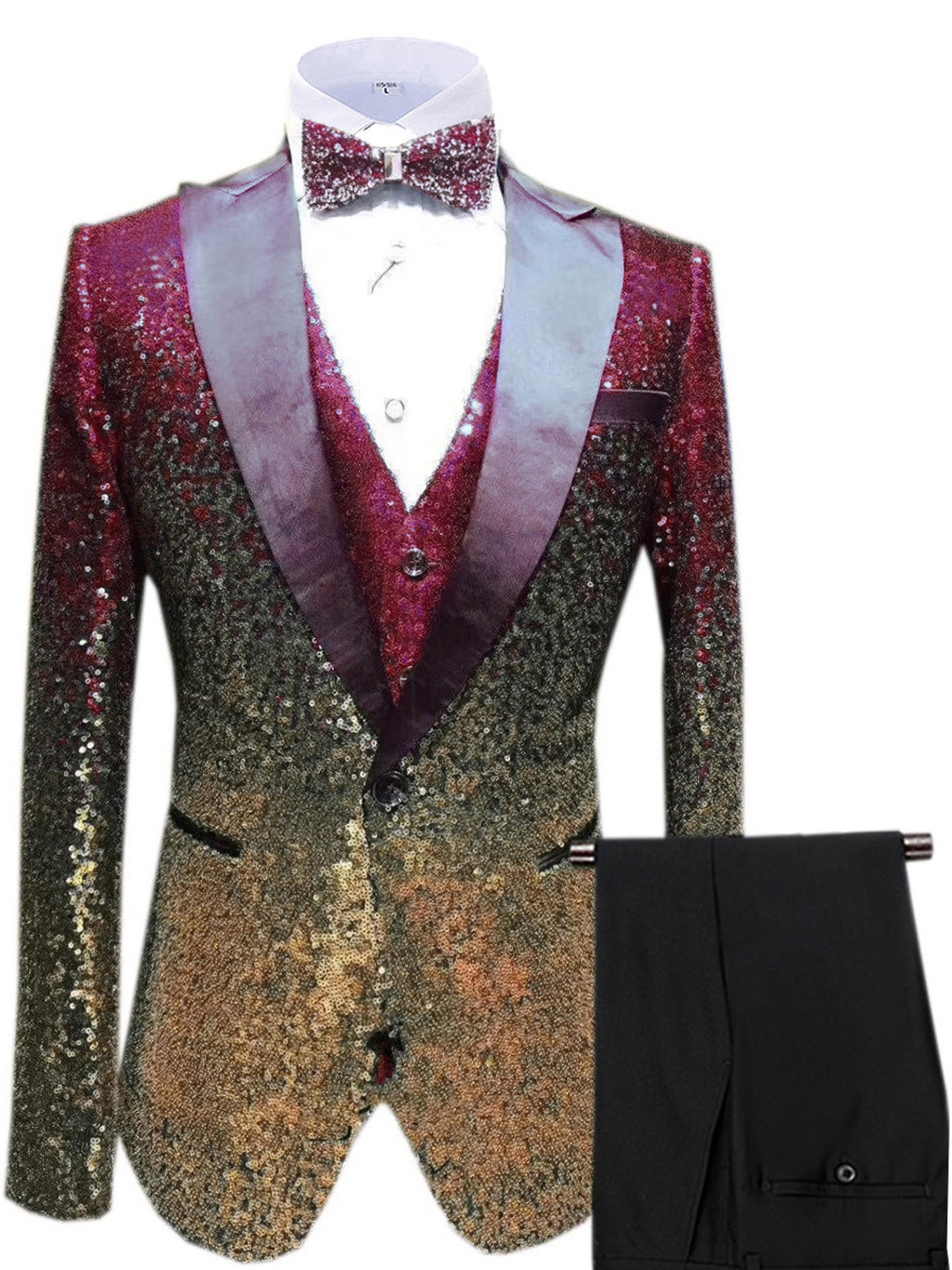 Costume de mariage 3 pièces à Paillettes pour hommes