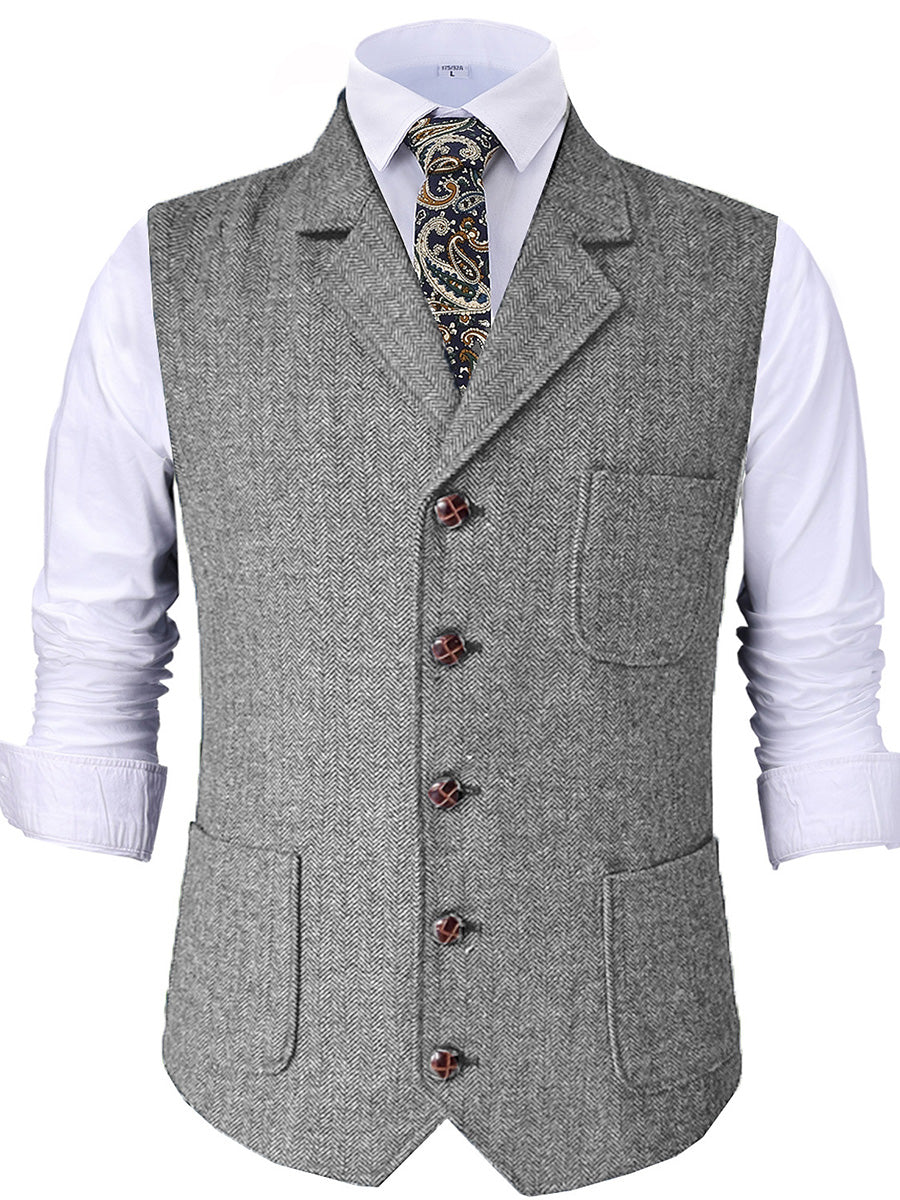 Gilet de Cérémonie Élégant à Revers Cranaillé Tenue Raffinée pour le Marié