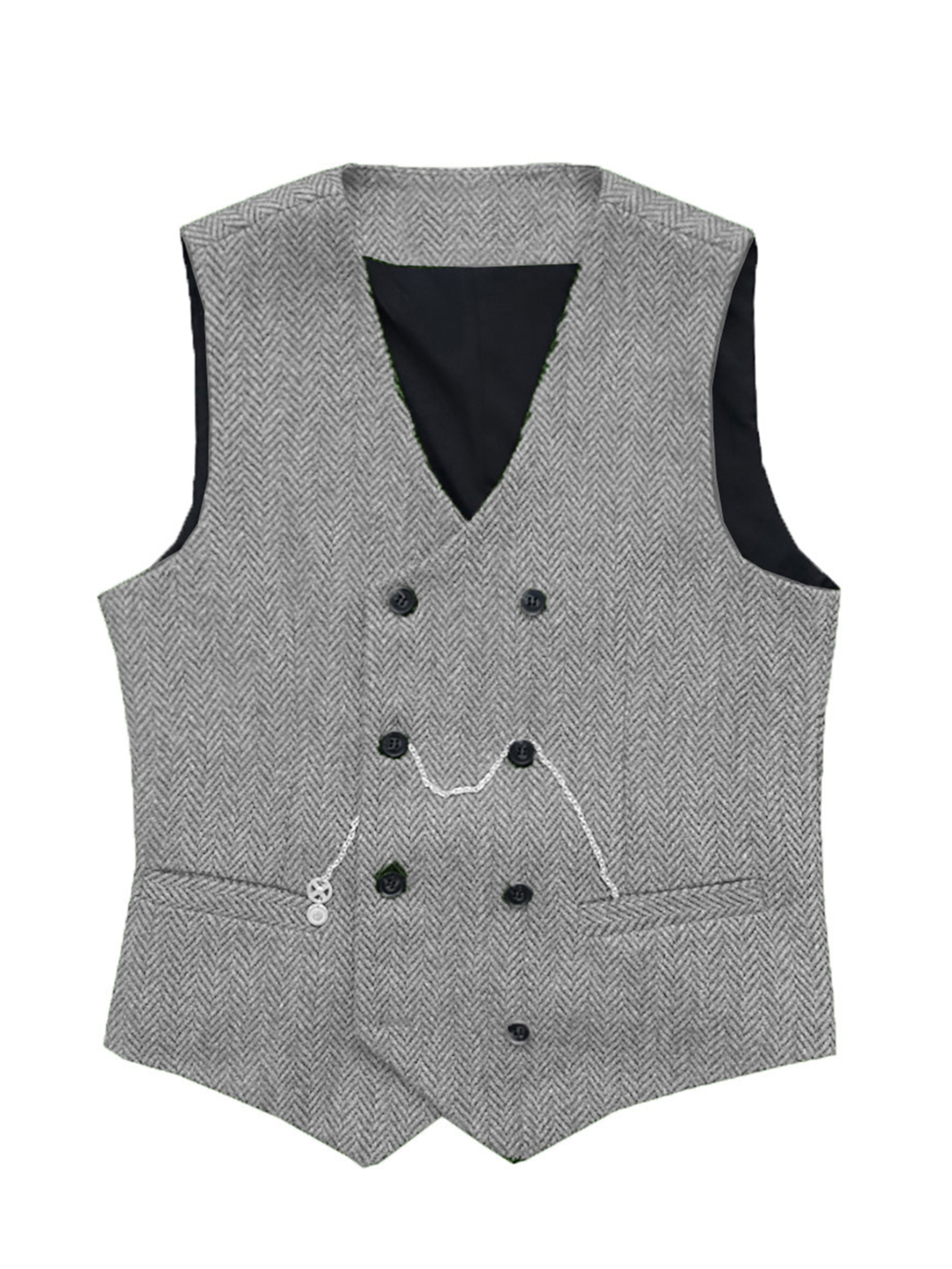 Gilet à col montant de costume pour homme Gilet en chevron