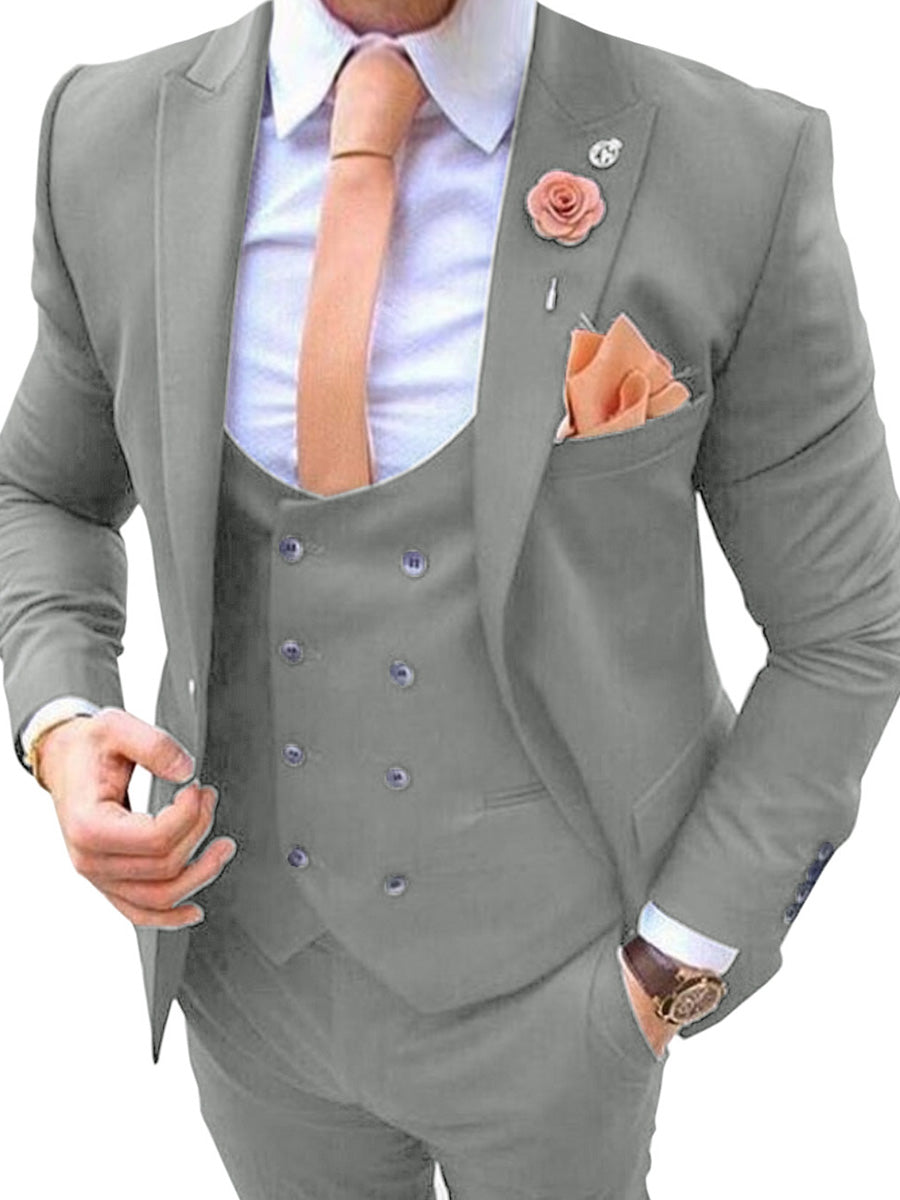 Costume Homme 3 Pièces ARGENT Tenue Polyvalente pour un Style Affaires et Cérémonie Élégant