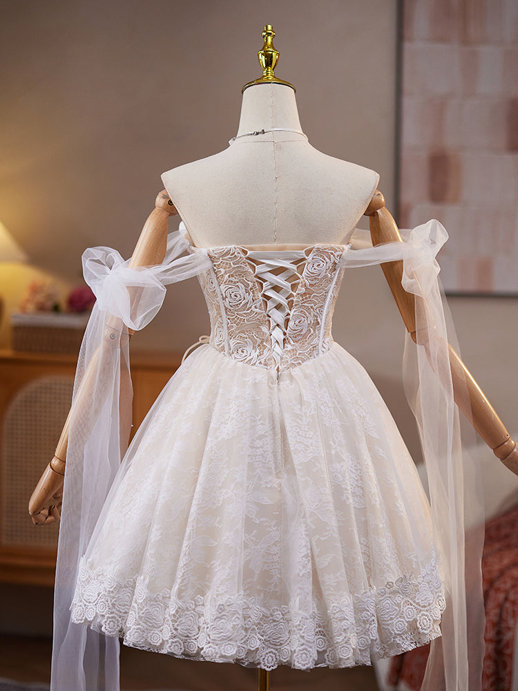 Robe de bal en Ivoire Robe Cache Cœur en Tulle sans Manches avec Fleurs