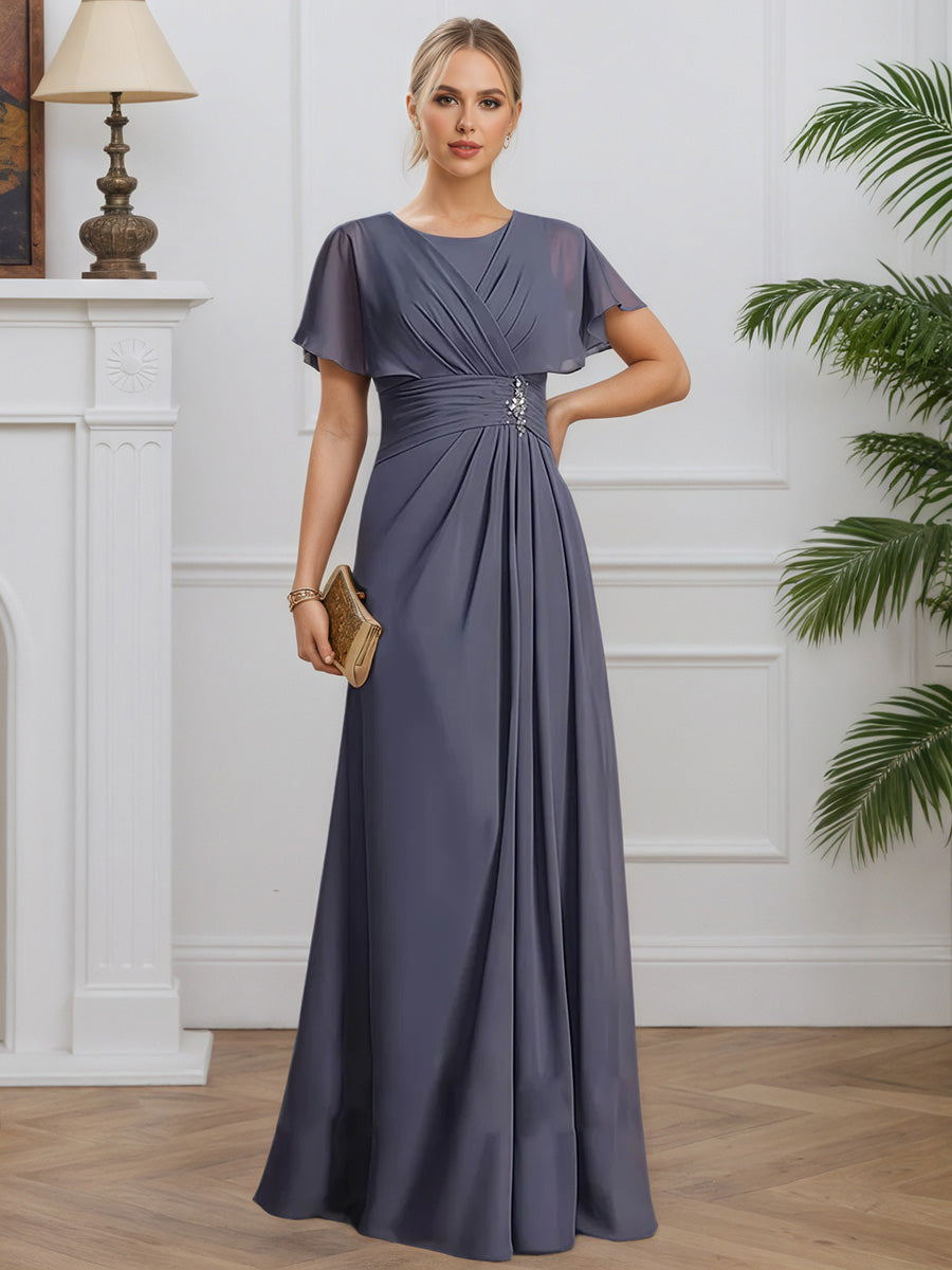 Cicinia ORAGEUX Robe pour Mère du Marié Longue en Mousseline A-Line Perlé Longueur Sol Élégante