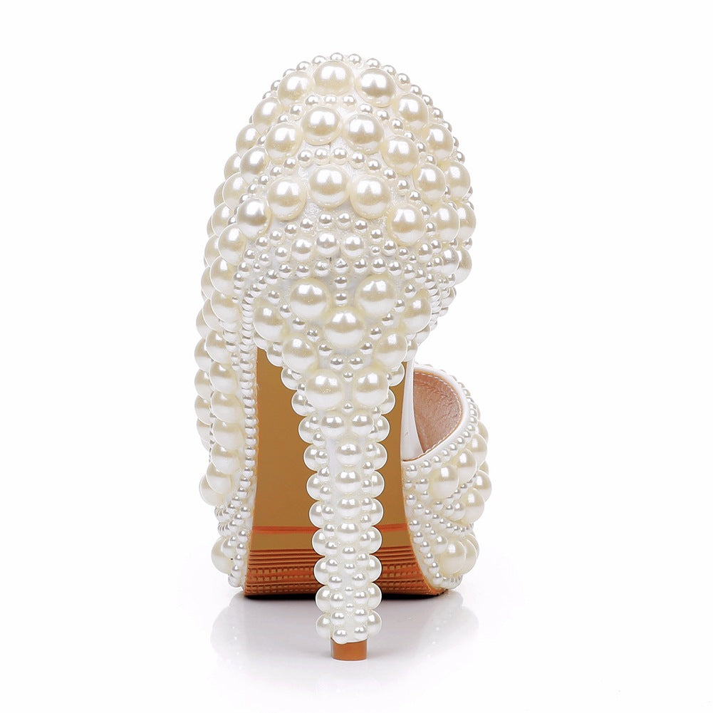 Chaussures de mariage formelles avec grosse plateforme et perles