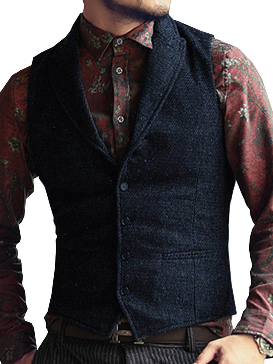 Gilet Homme à Revers en MARINE_FONCE pour Cérémonie Tenue Élégante pour Marié et Témoins