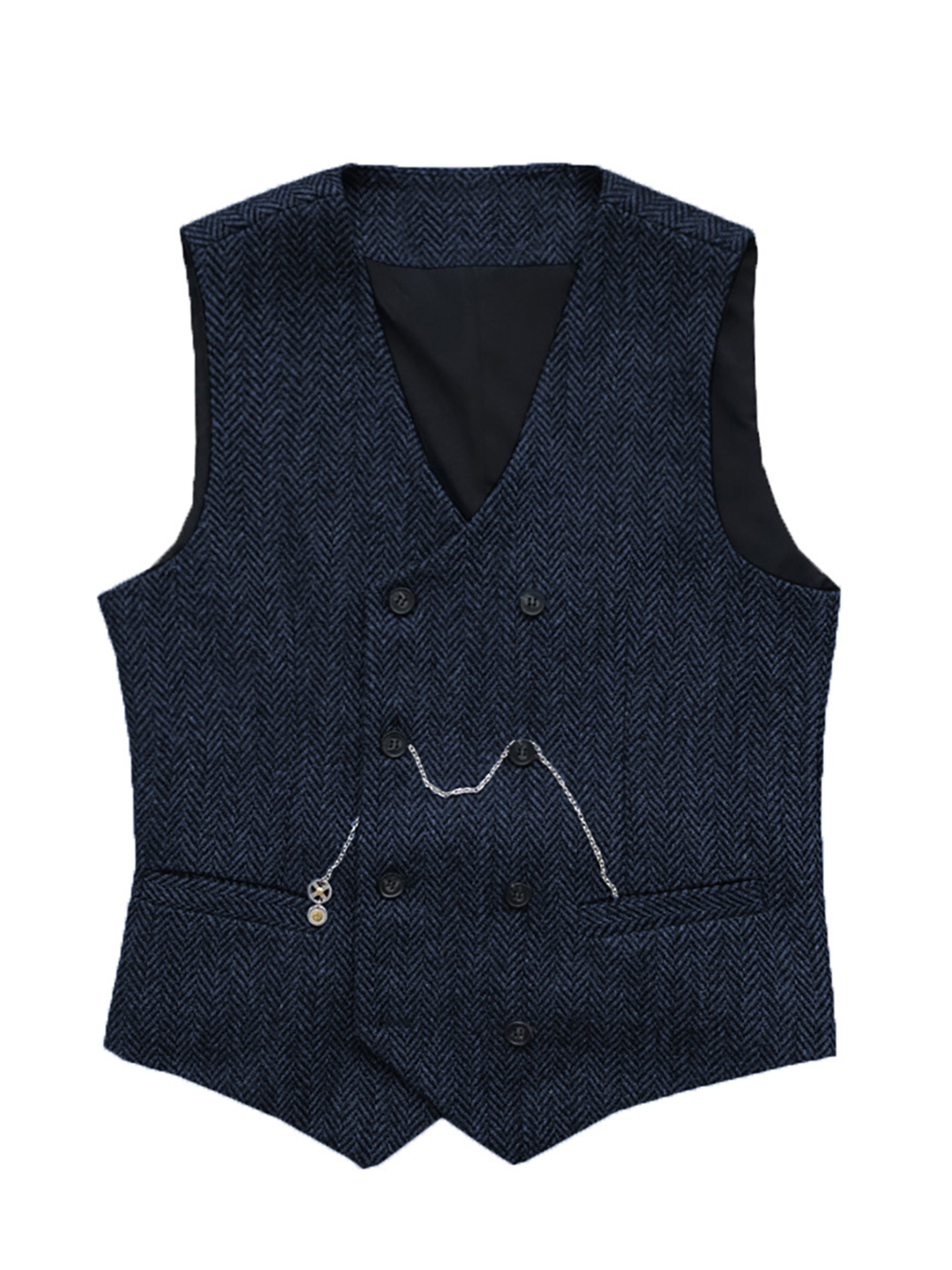 Gilet à col montant de costume pour homme Gilet en chevron