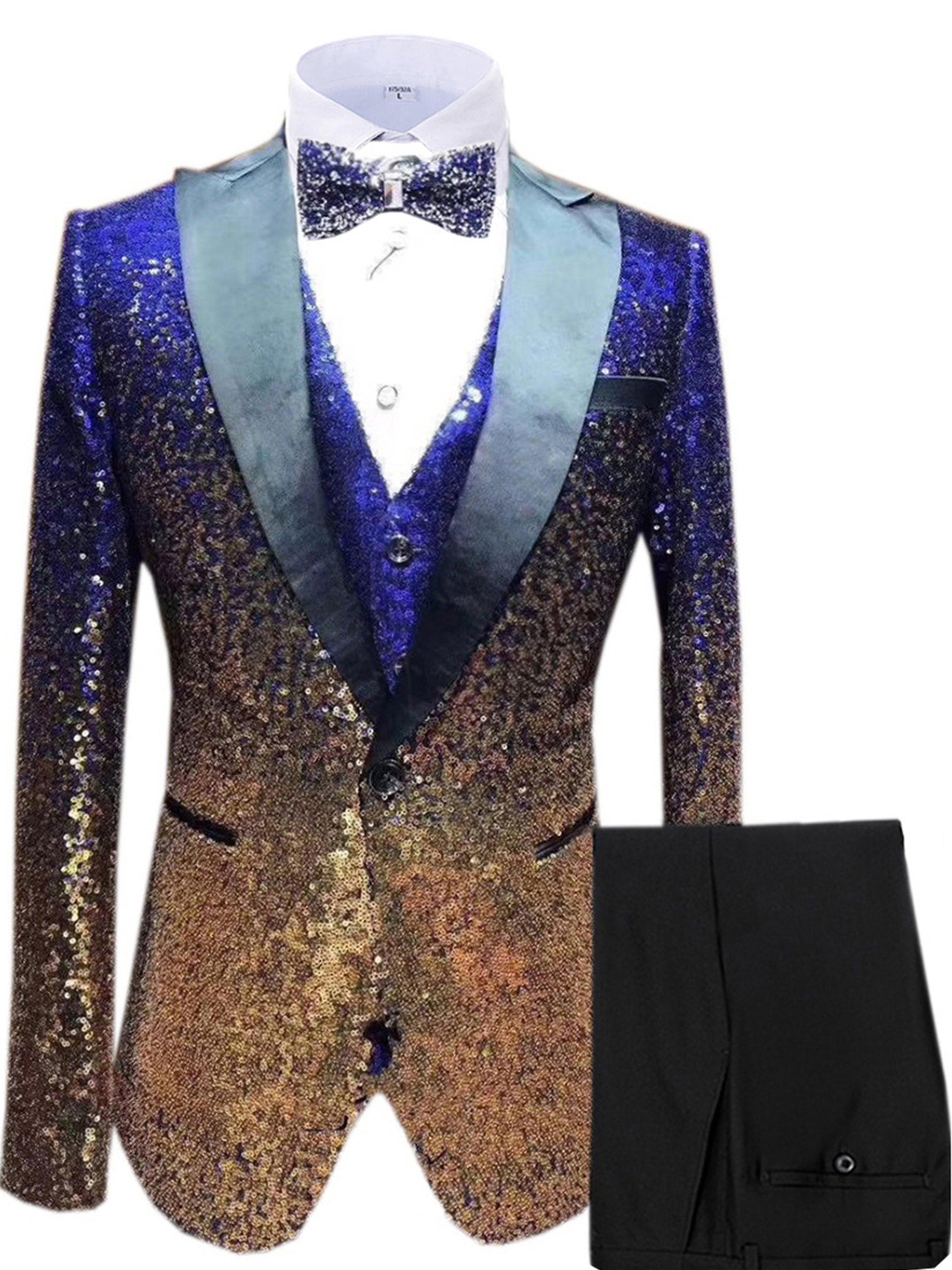 Costume de mariage 3 pièces à Paillettes pour hommes