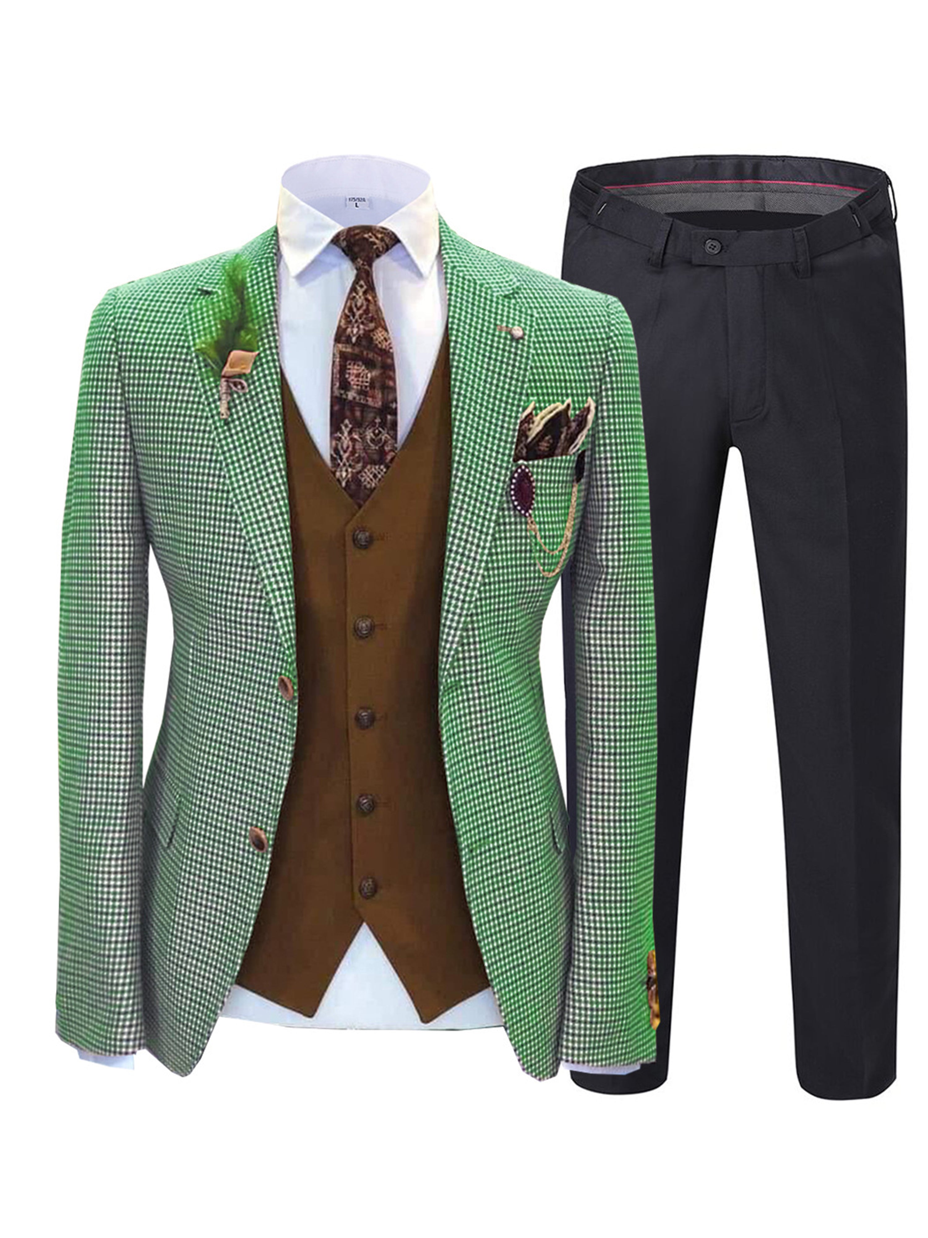 Costume 3 pièces pour homme en tweed à carreaux