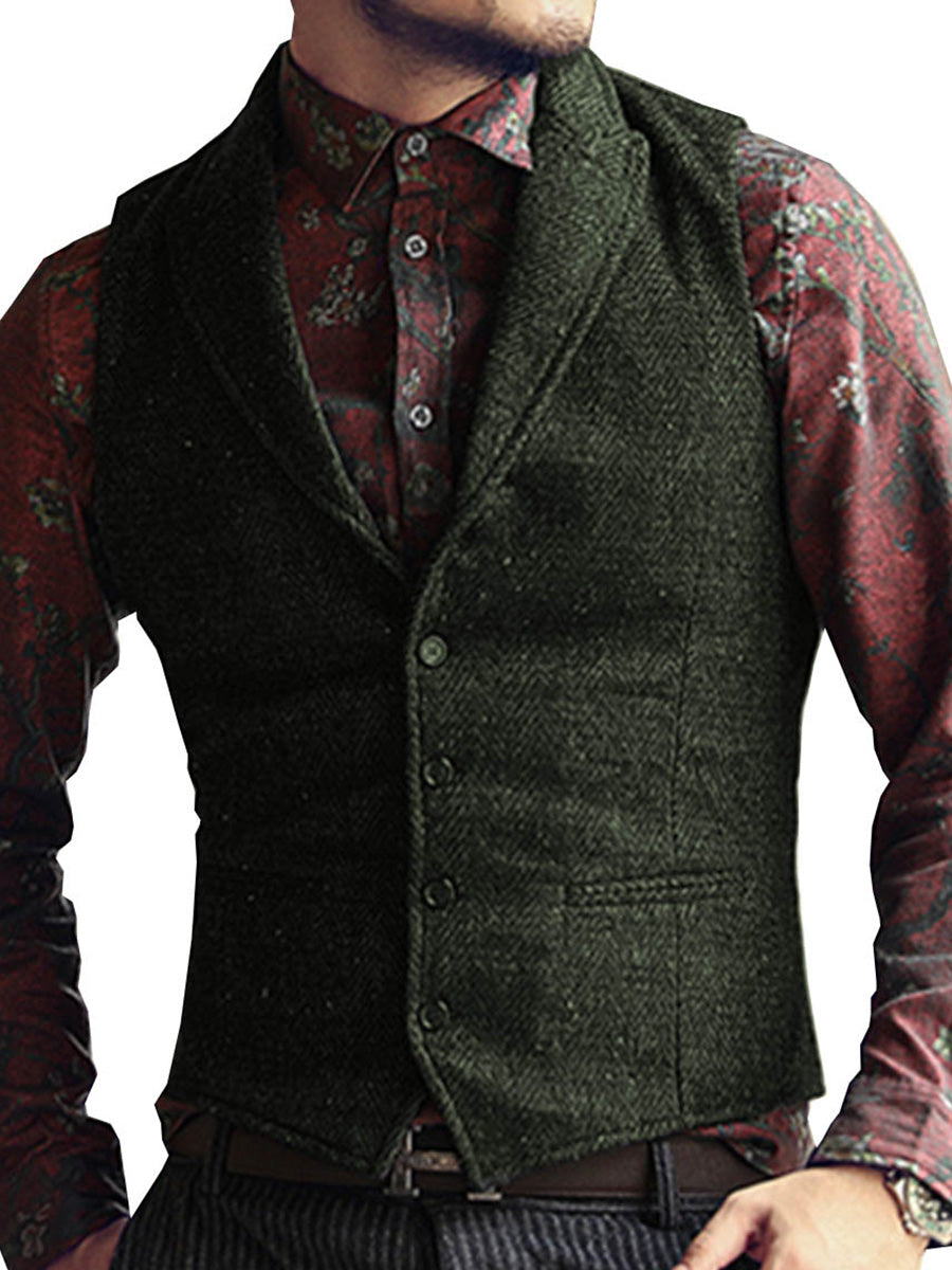 Gilet Homme à Revers en VERT_FONCE pour Cérémonie Tenue Élégante pour Marié et Témoins