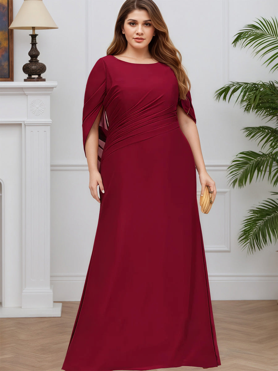 Cicinia BORDEAUX Robe pour Mère de la Mariée Longue en Mousseline Fourreau Fermeture Dos à Glissière Grande Taille