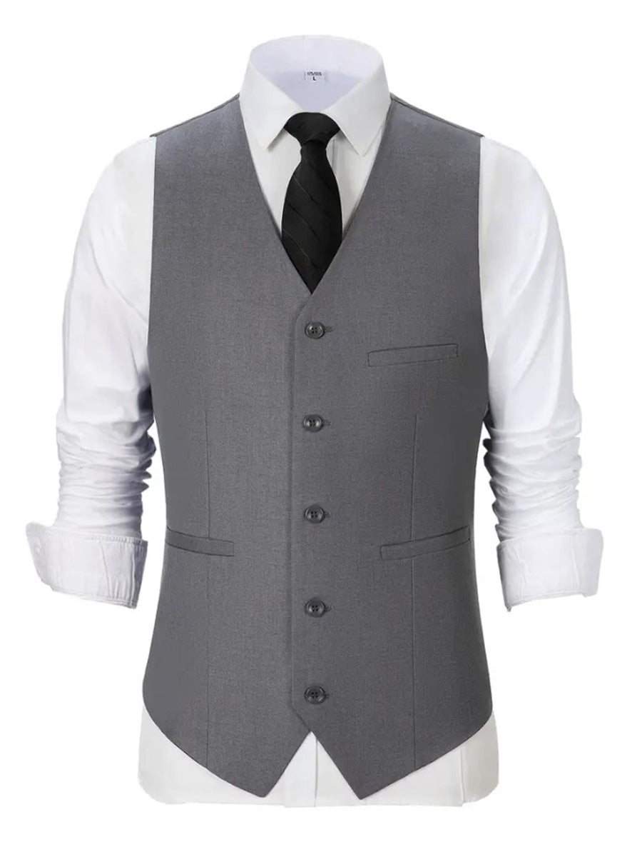 Gilet Élégant en GRIS_ACIER pour Marié et Témoins Coupe Slim et Style Polyvalent