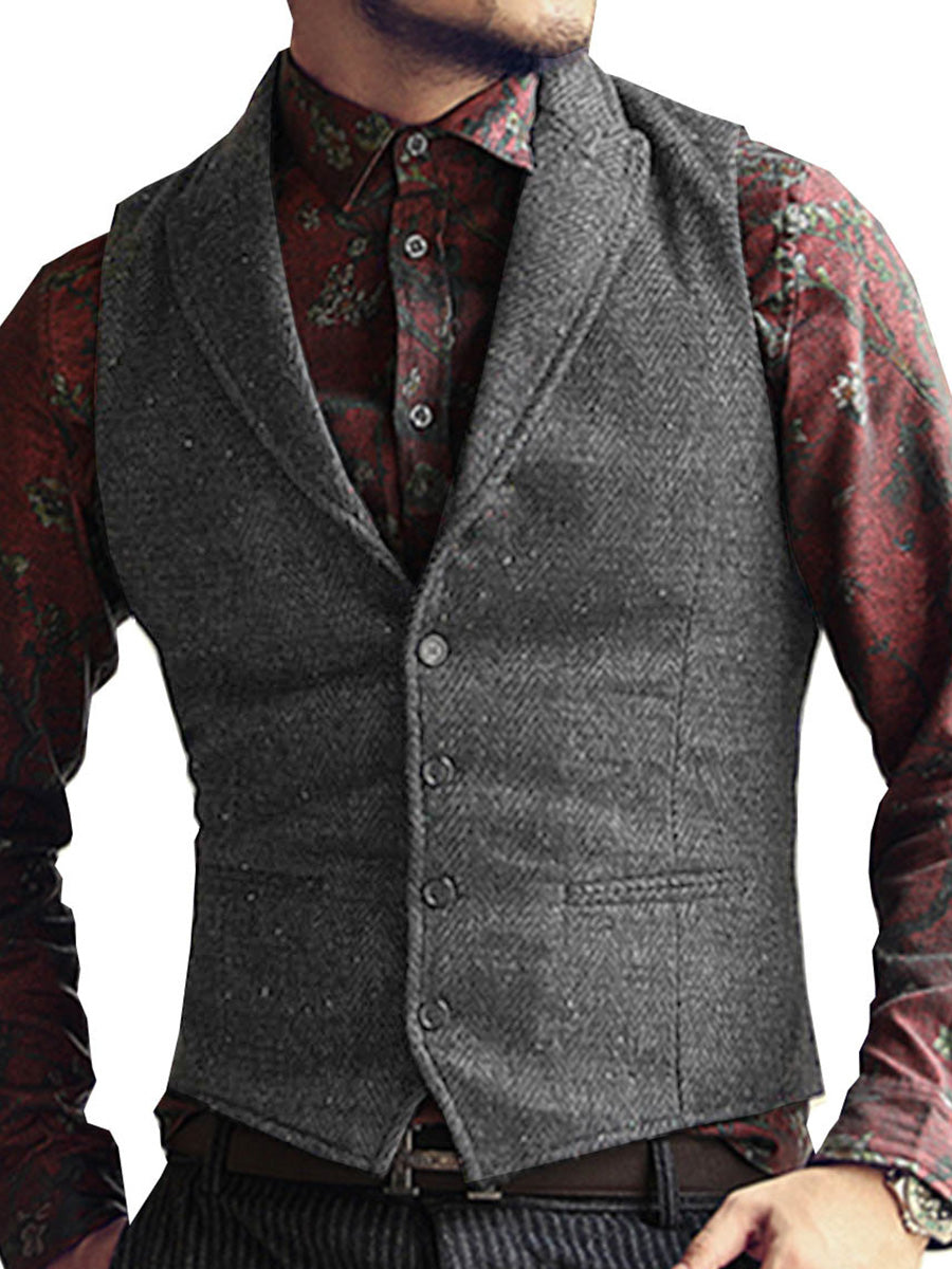 Gilet Homme à Revers en GRIS_ACIER pour Cérémonie Tenue Élégante pour Marié et Témoins
