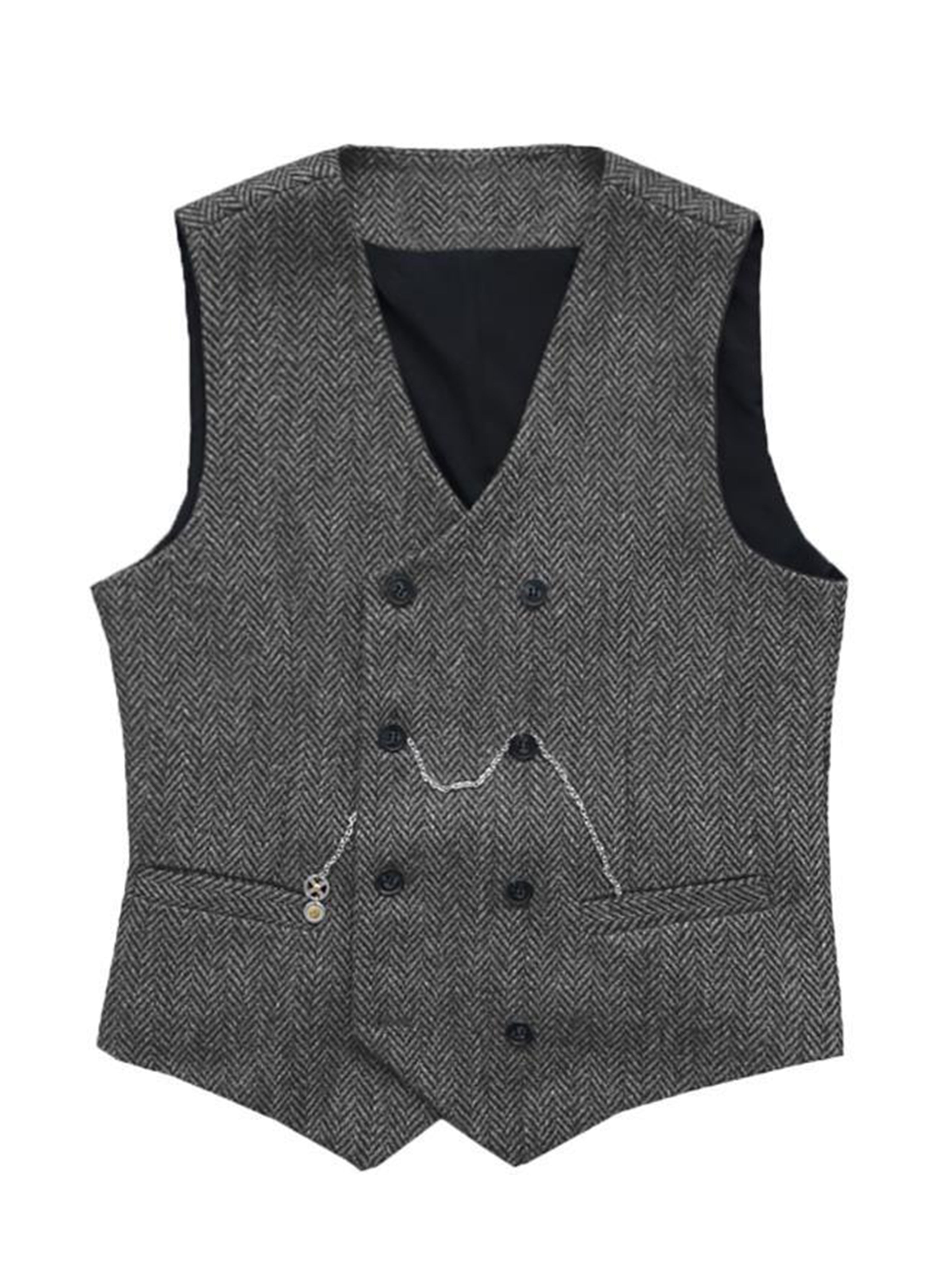 Gilet à col montant de costume pour homme Gilet en chevron