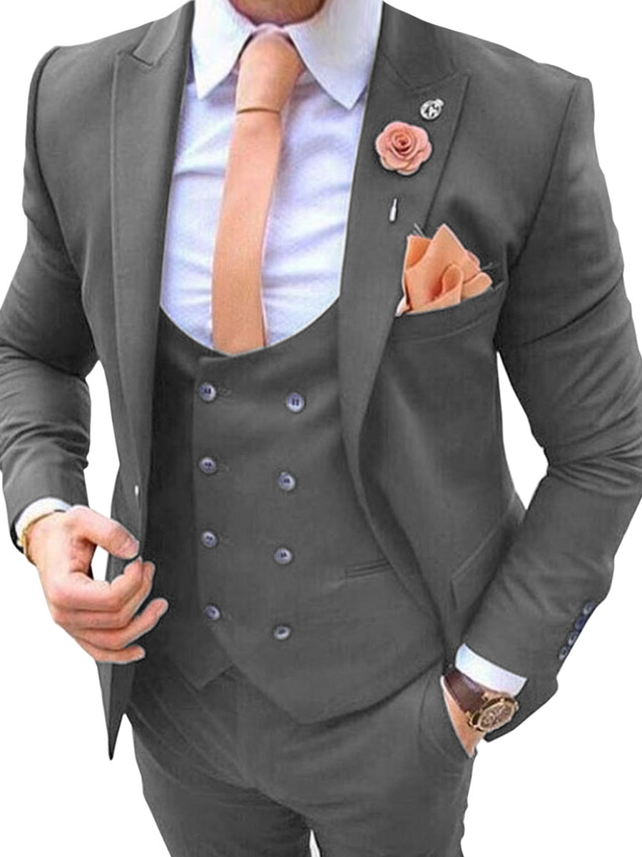 Costume Homme 3 Pièces GRIS_ACIER Tenue Polyvalente pour un Style Affaires et Cérémonie Élégant