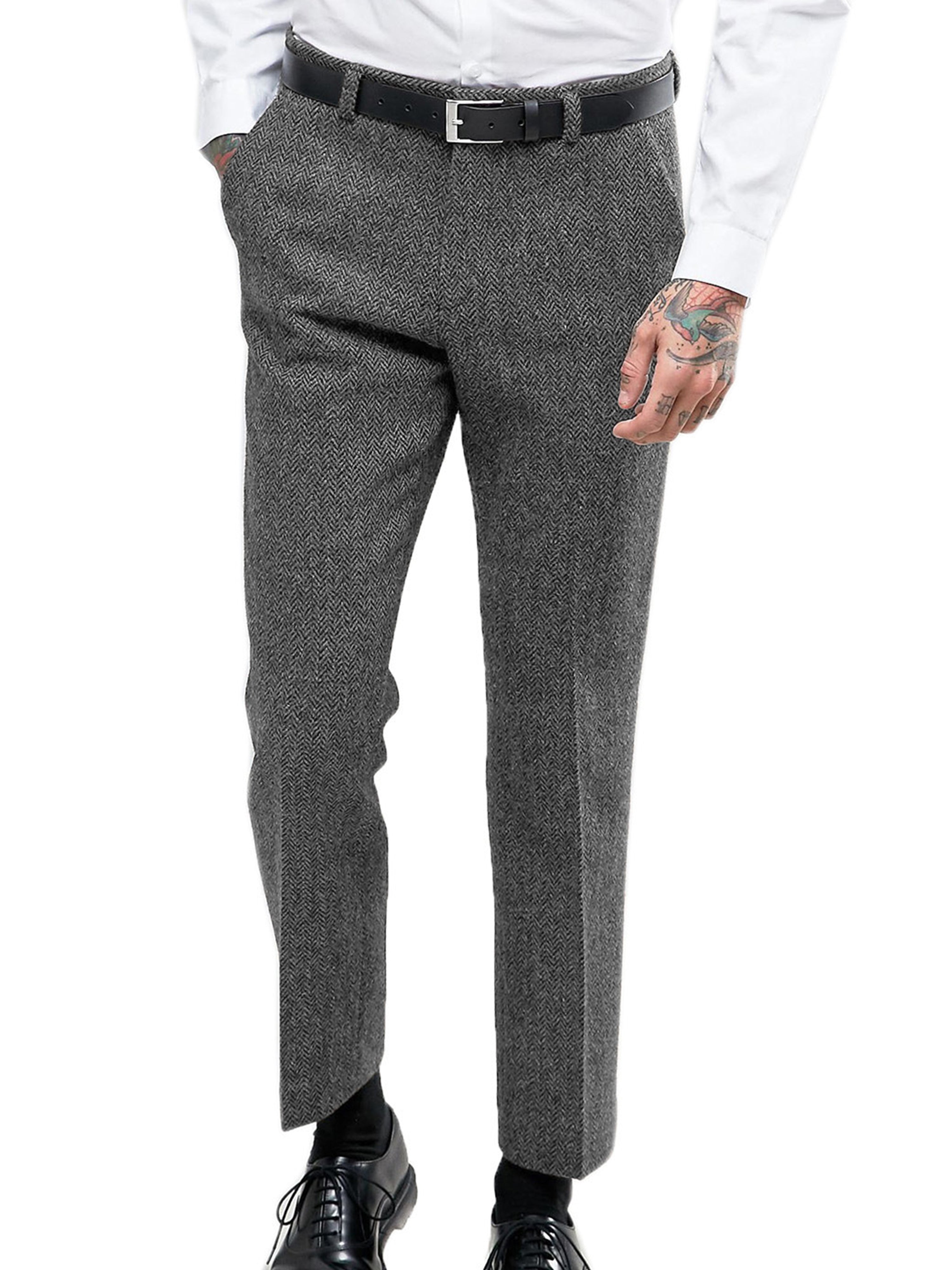 Pantalon de costume classique et décontracté pour hommes en GRIS_ACIER