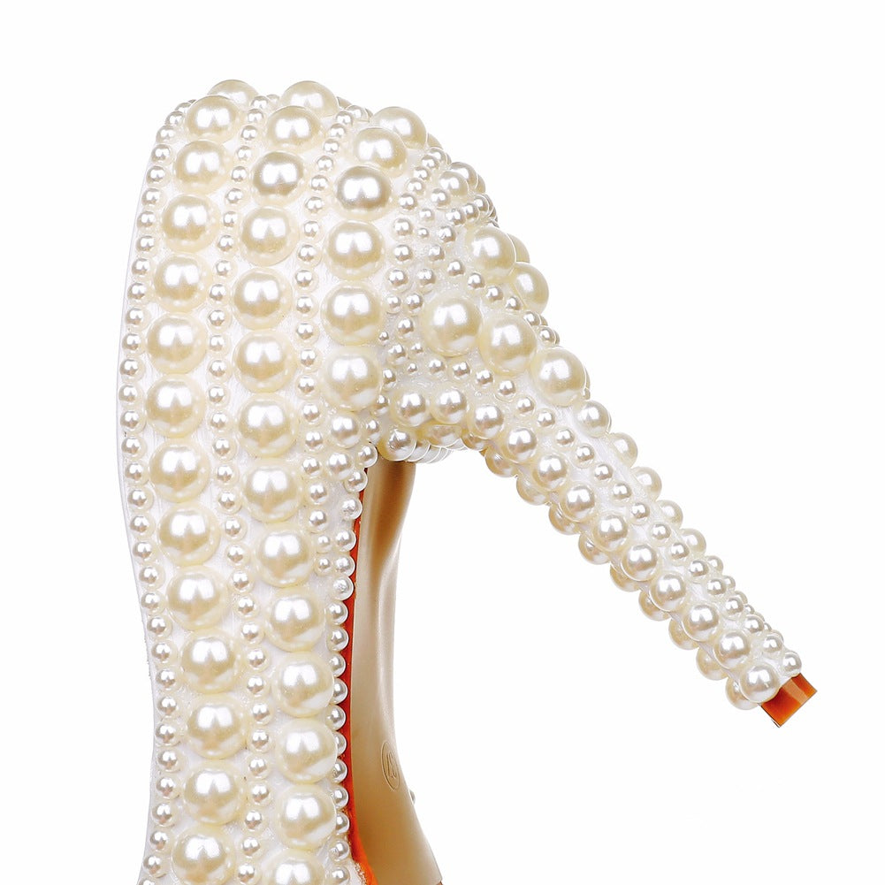 Chaussures de mariage formelles avec grosse plateforme et perles