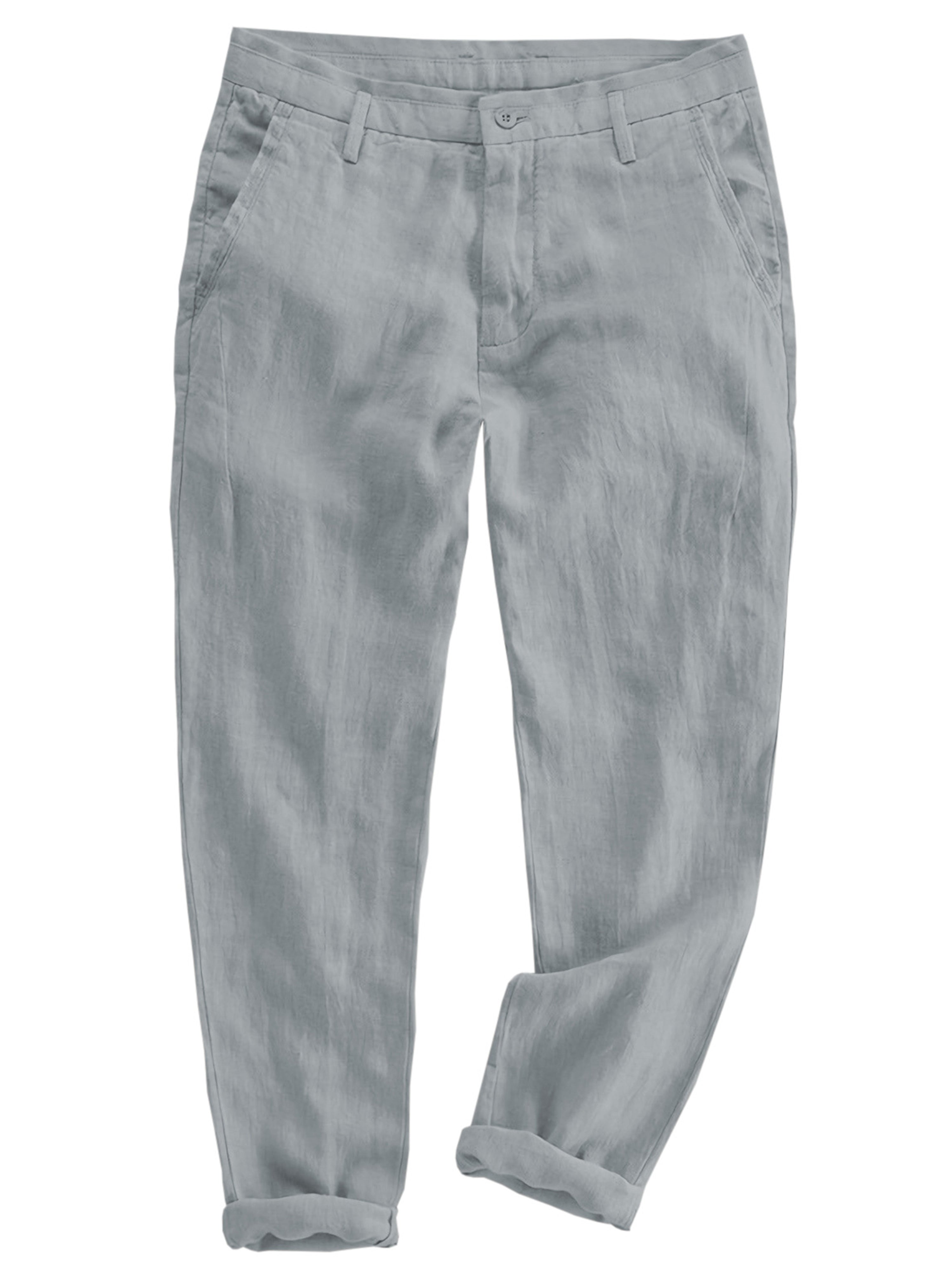 Pantalon de costume en lin et coton pour homme  décontracté pour l'été en ARGENT