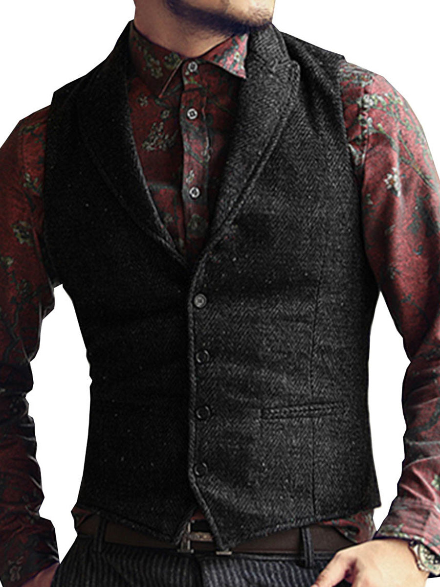 Gilet Homme à Revers en NOIR pour Cérémonie Tenue Élégante pour Marié et Témoins