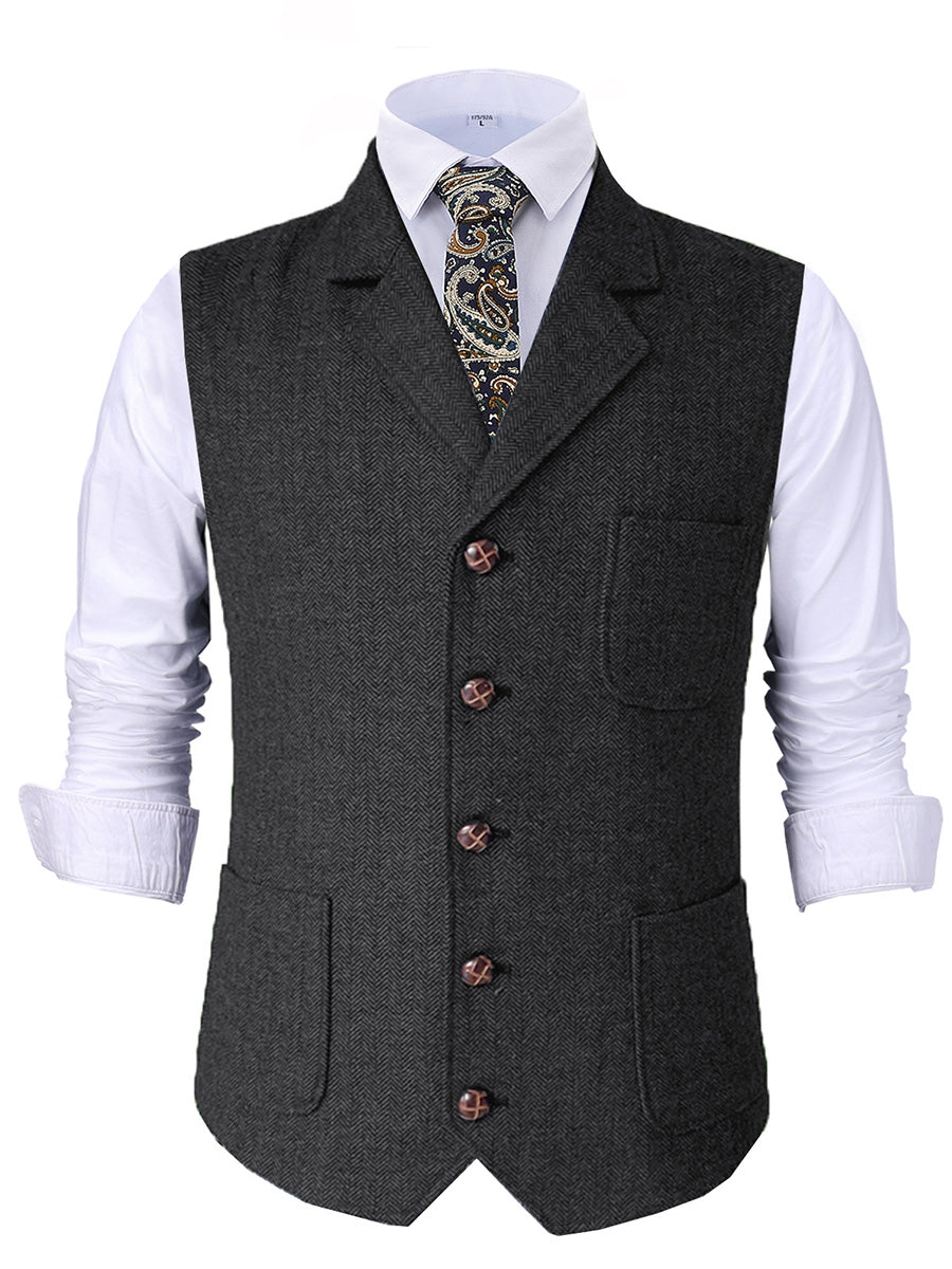 Gilet de Cérémonie Élégant à Revers Cranaillé Tenue Raffinée pour le Marié