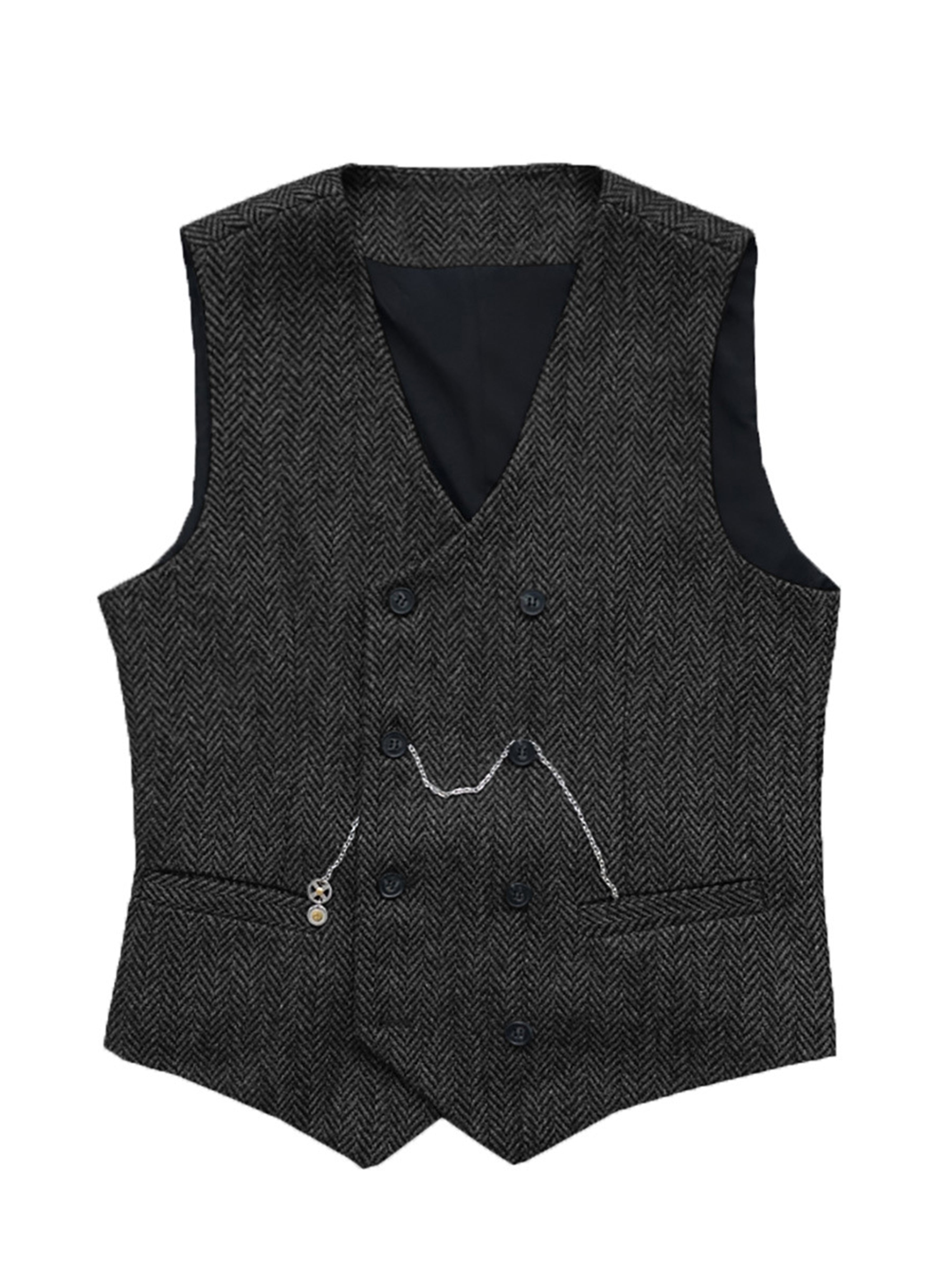 Gilet à col montant de costume pour homme Gilet en chevron