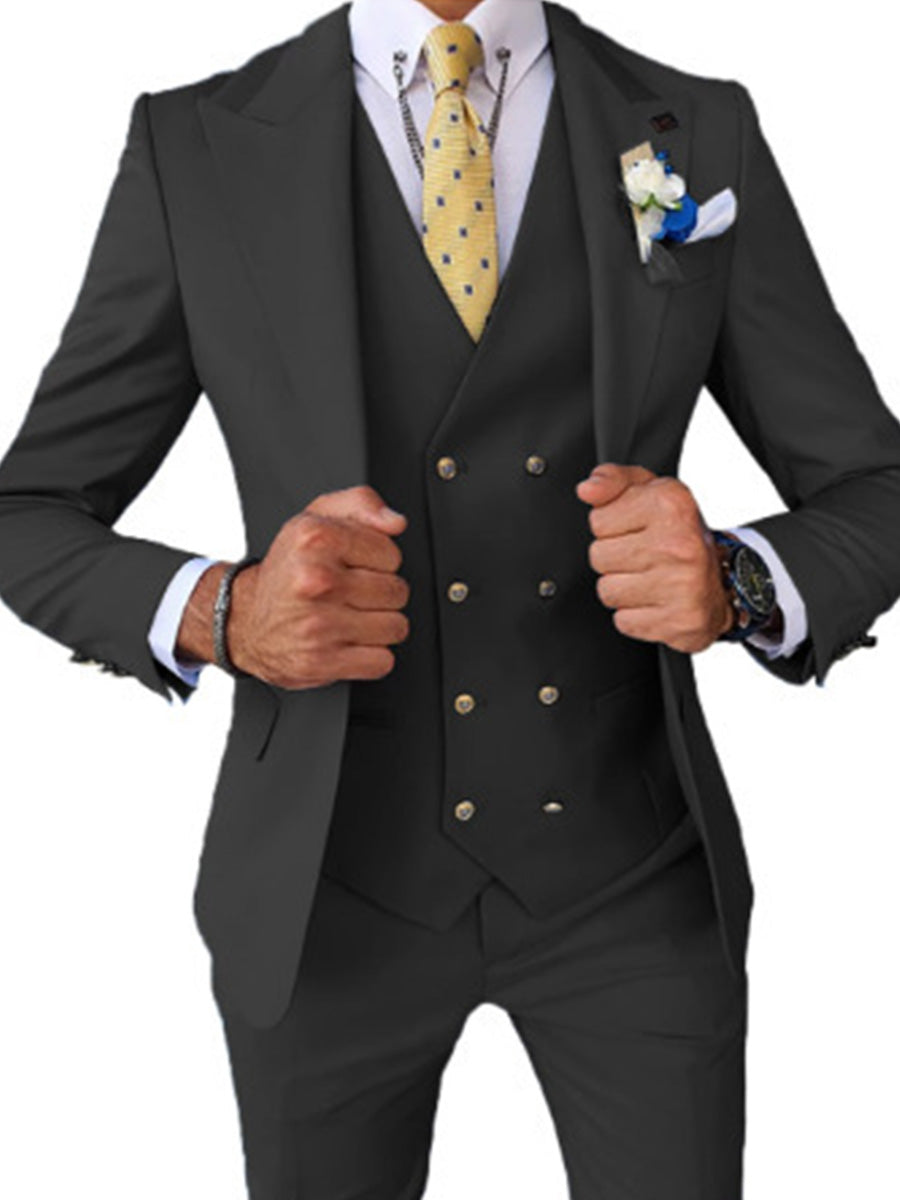 Costume Homme 3 Pièces à Revers Pointu en Noir Élégance Cérémonielle pour Marié et Garçons d'Honneur