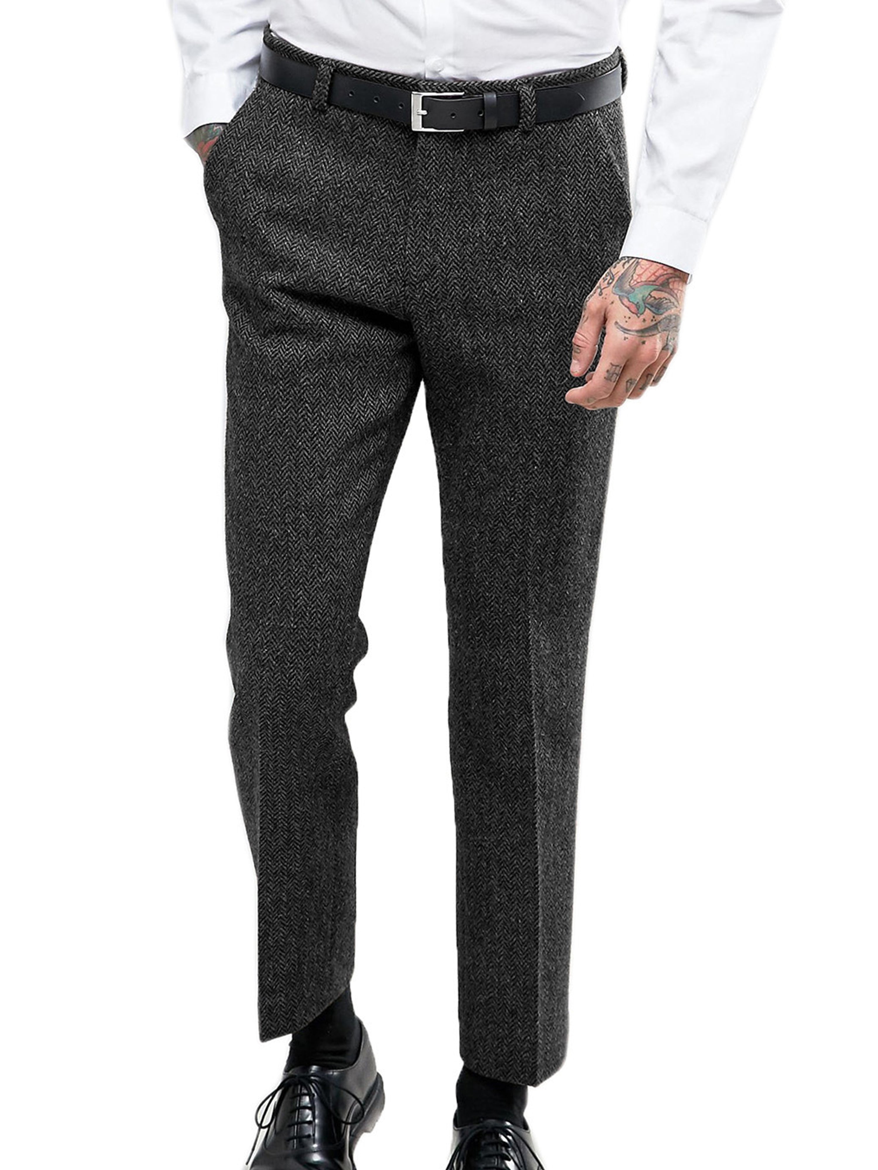 Pantalon de costume classique et décontracté pour hommes en NOIR