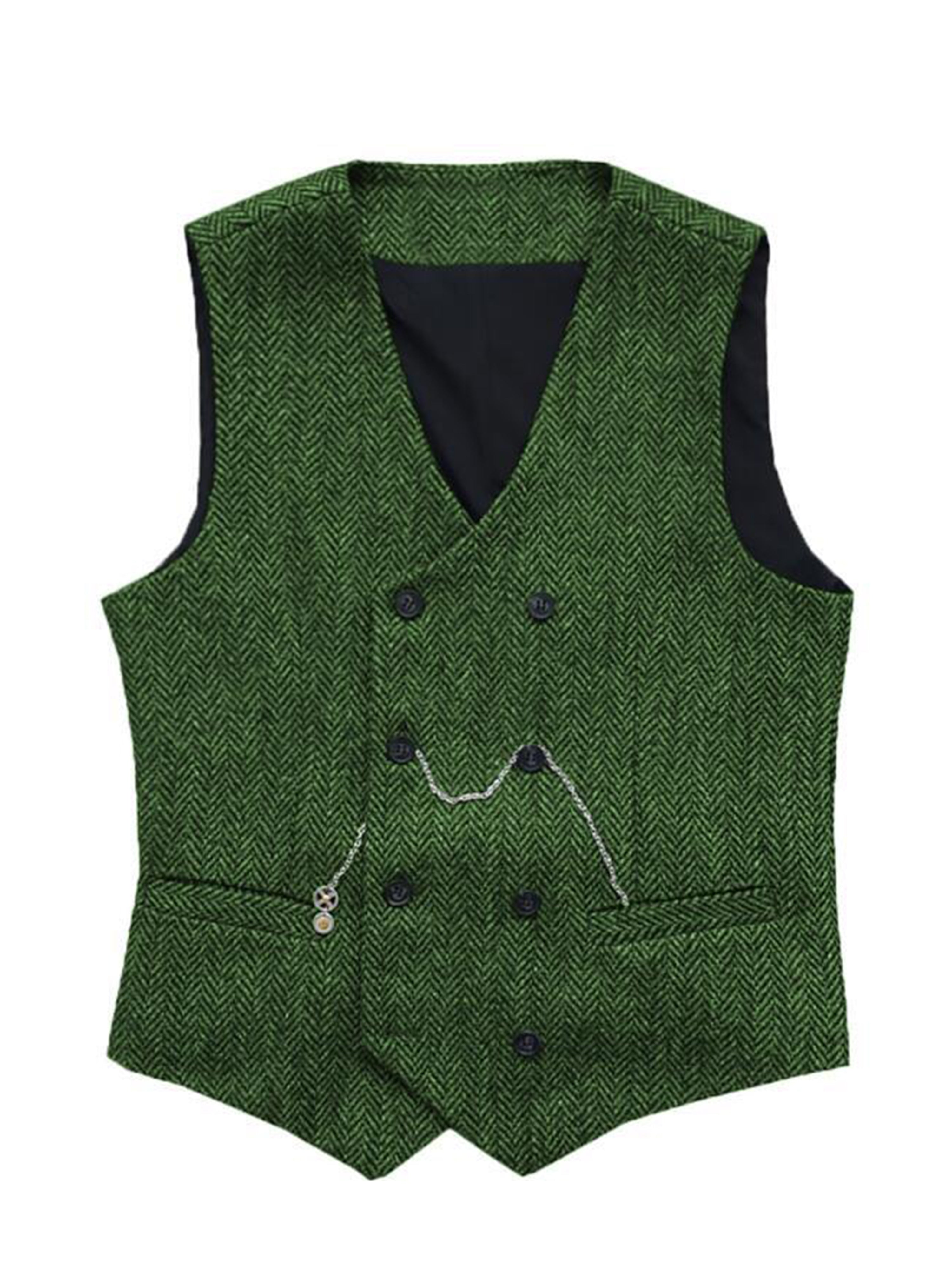 Gilet à col montant de costume pour homme Gilet en chevron