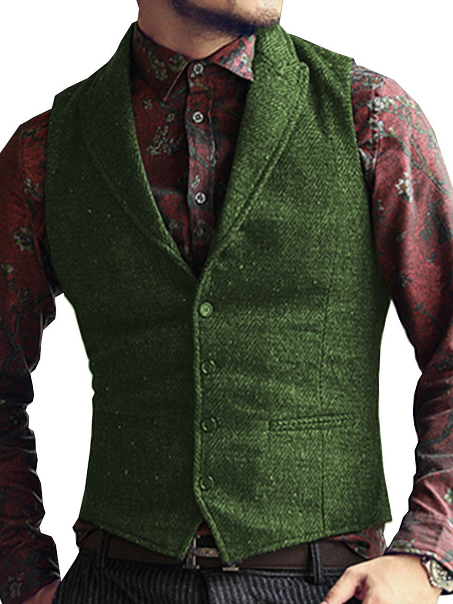 Gilet Homme à Revers en VERT pour Cérémonie Tenue Élégante pour Marié et Témoins