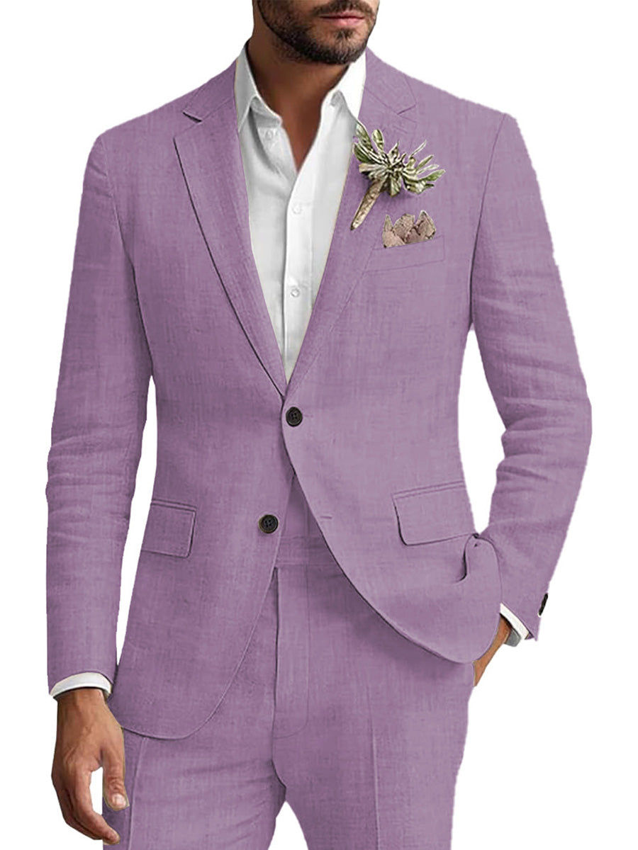 Costume Homme 2 Pièces TAHITI en Lin Pour le Marié et les Affaires Décontractées Élégance Respirante