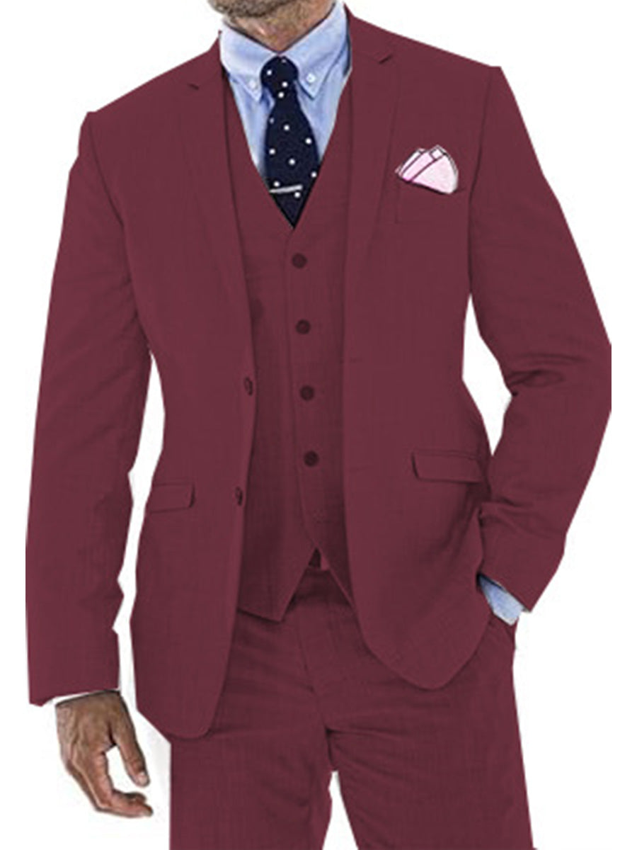 Costume Homme 3 Pièces BORDEAUX en Lin avec Queue-de-Pie Style Rétro et Coupe Slim pour Mariage et Bal d'Été
