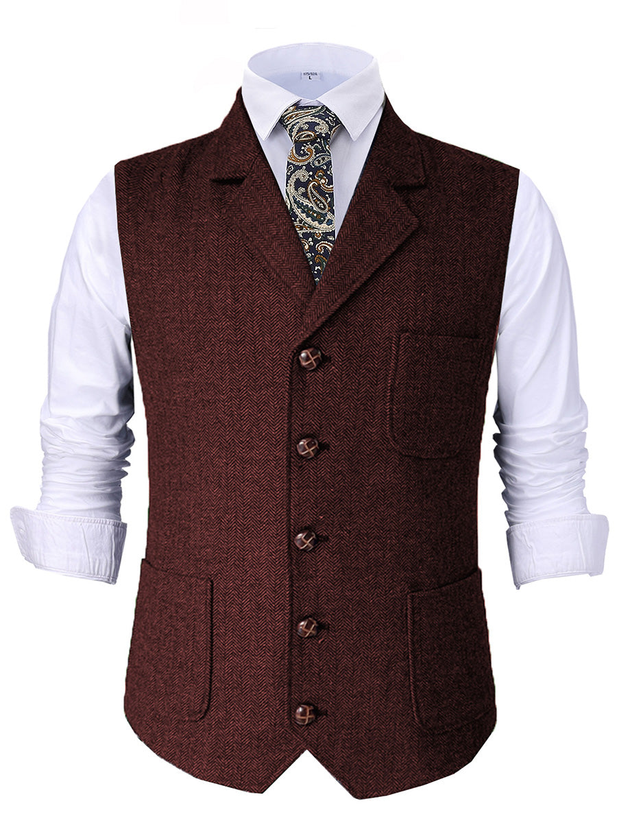 Gilet de Cérémonie Élégant à Revers Cranaillé Tenue Raffinée pour le Marié