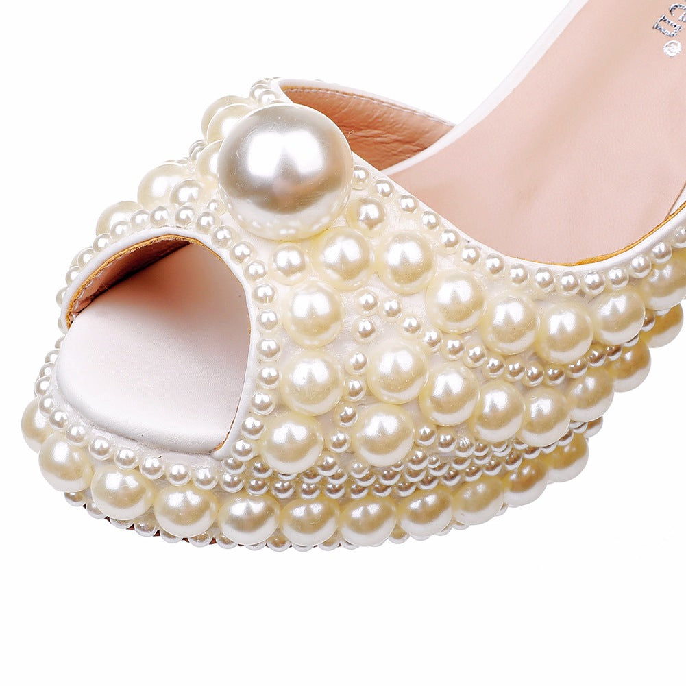 Chaussures de mariage formelles avec grosse plateforme et perles