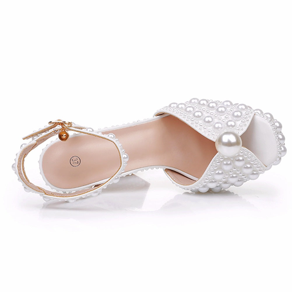 Biscornu Chaussures de mariage formelles avec grosse plateforme et perles