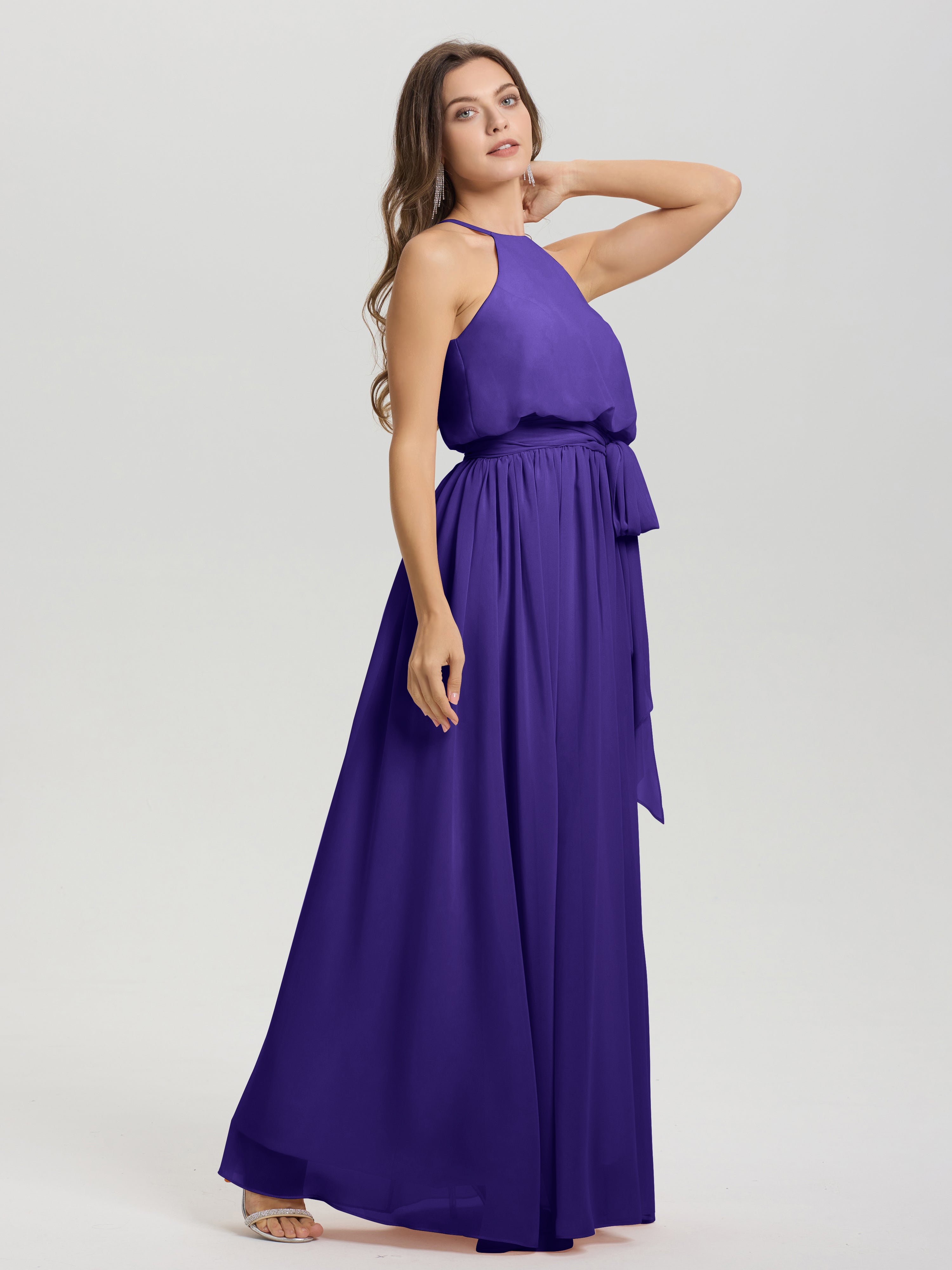 Robes De Demoiselle D'Honneur En Régence Licou Trapèze Mousseline Robe Demoiselle D'Honneur