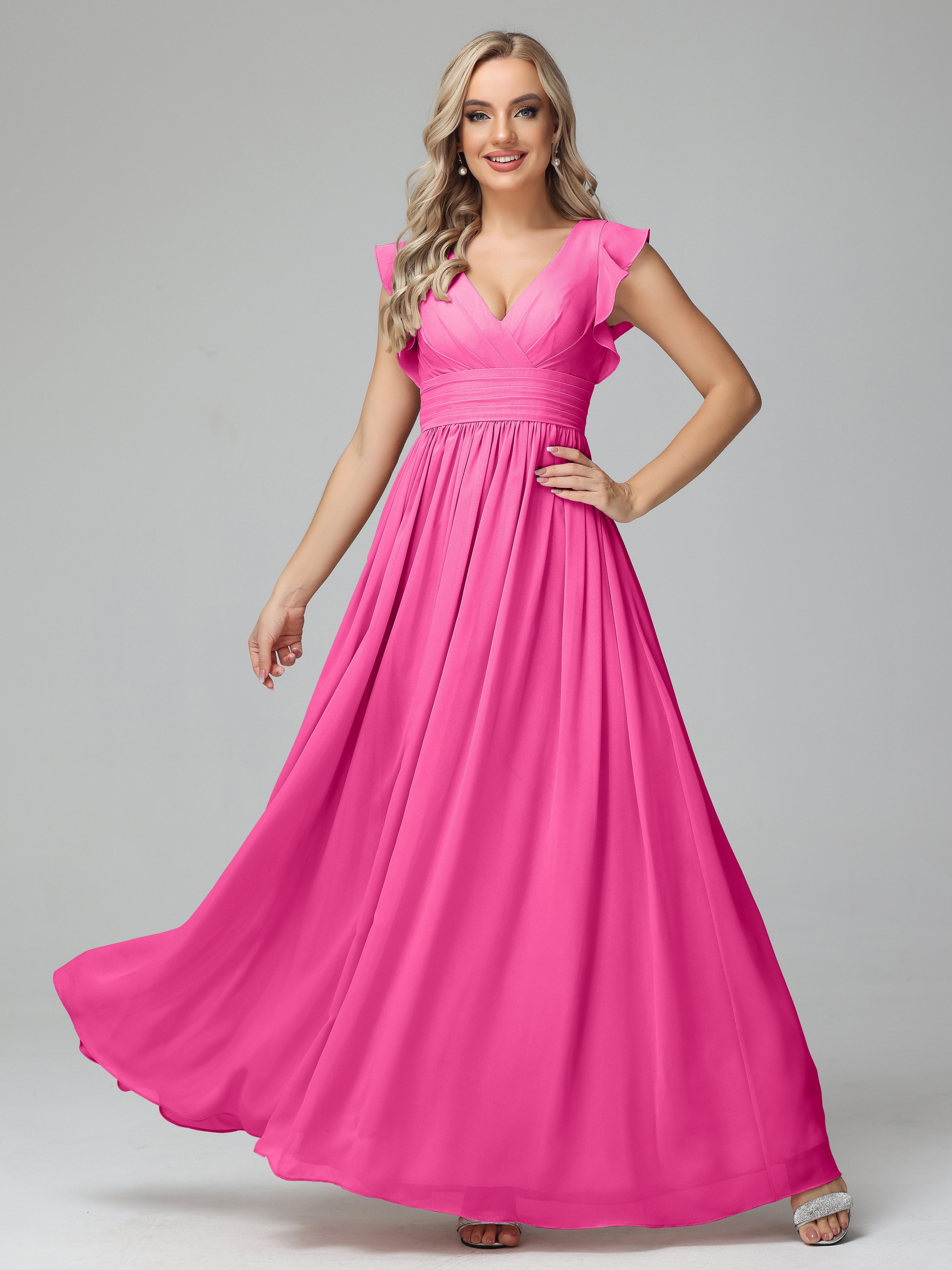 Robe Demoiselle D Honneur Azalée Trapèze Mousseline Longue Robes Demoiselle D'Honneur