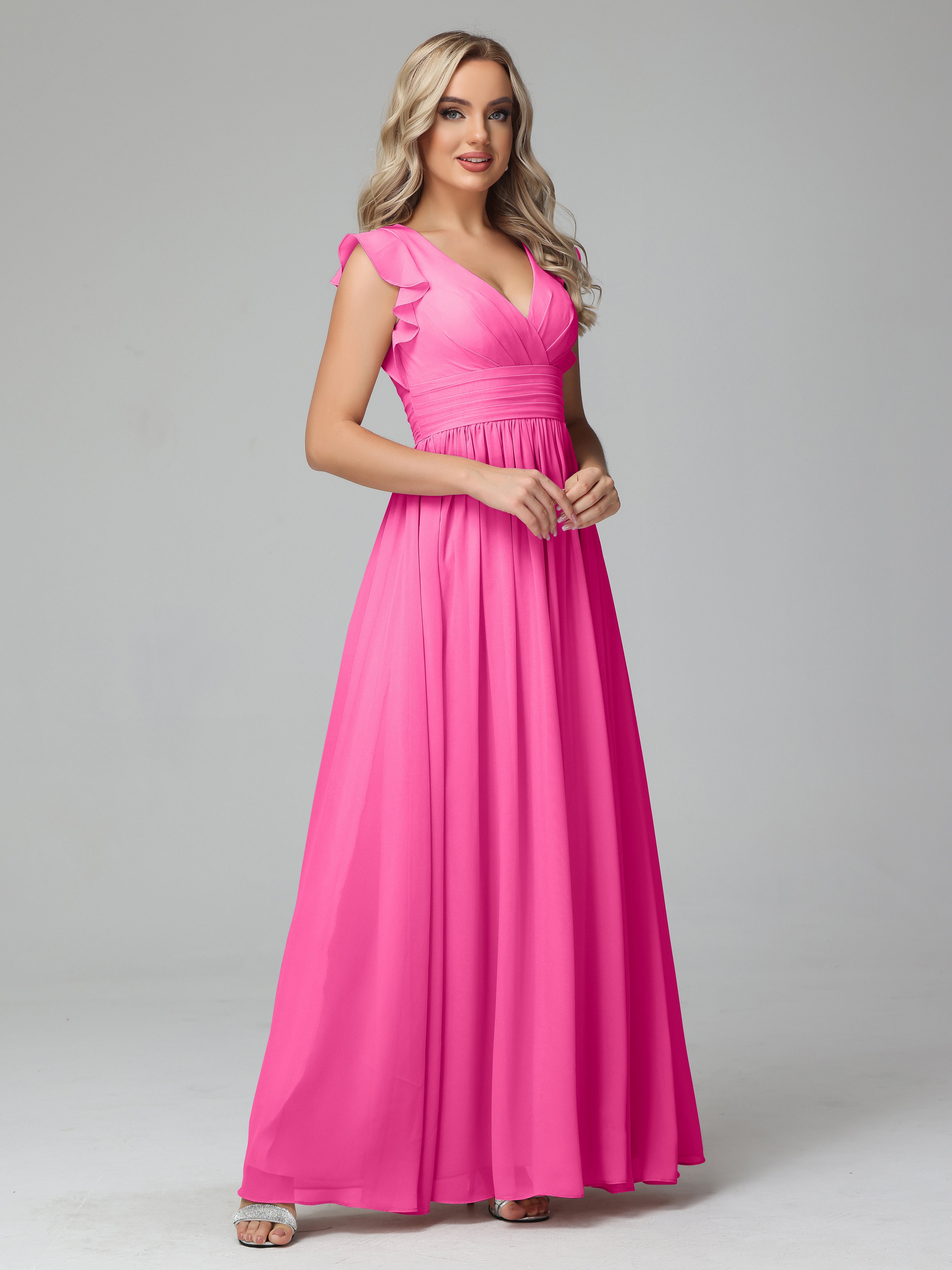 Robe Demoiselle D Honneur Azalée Trapèze Mousseline Longue Robes Demoiselle D'Honneur