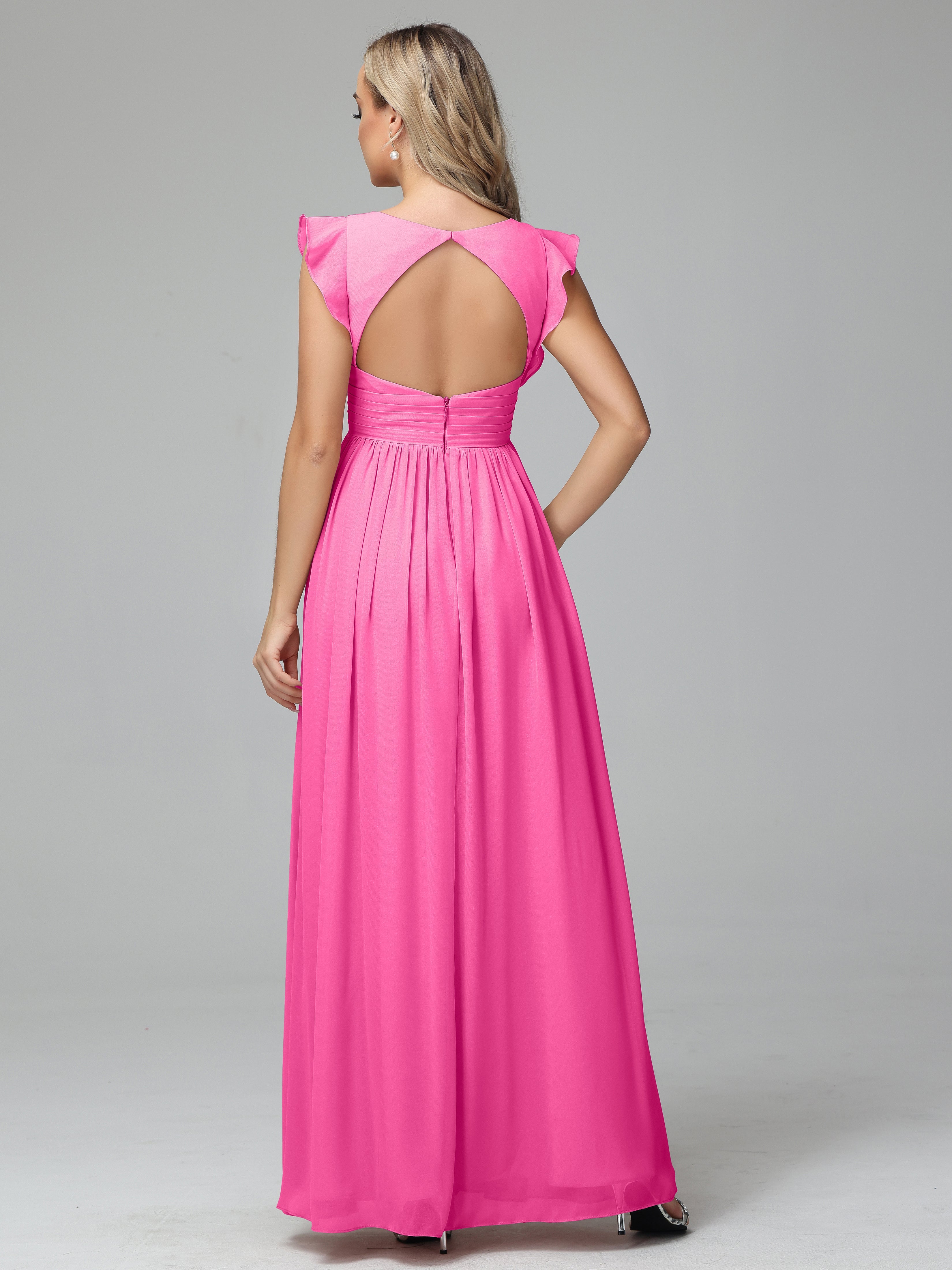 Robe Demoiselle D Honneur Azalée Trapèze Mousseline Longue Robes Demoiselle D'Honneur