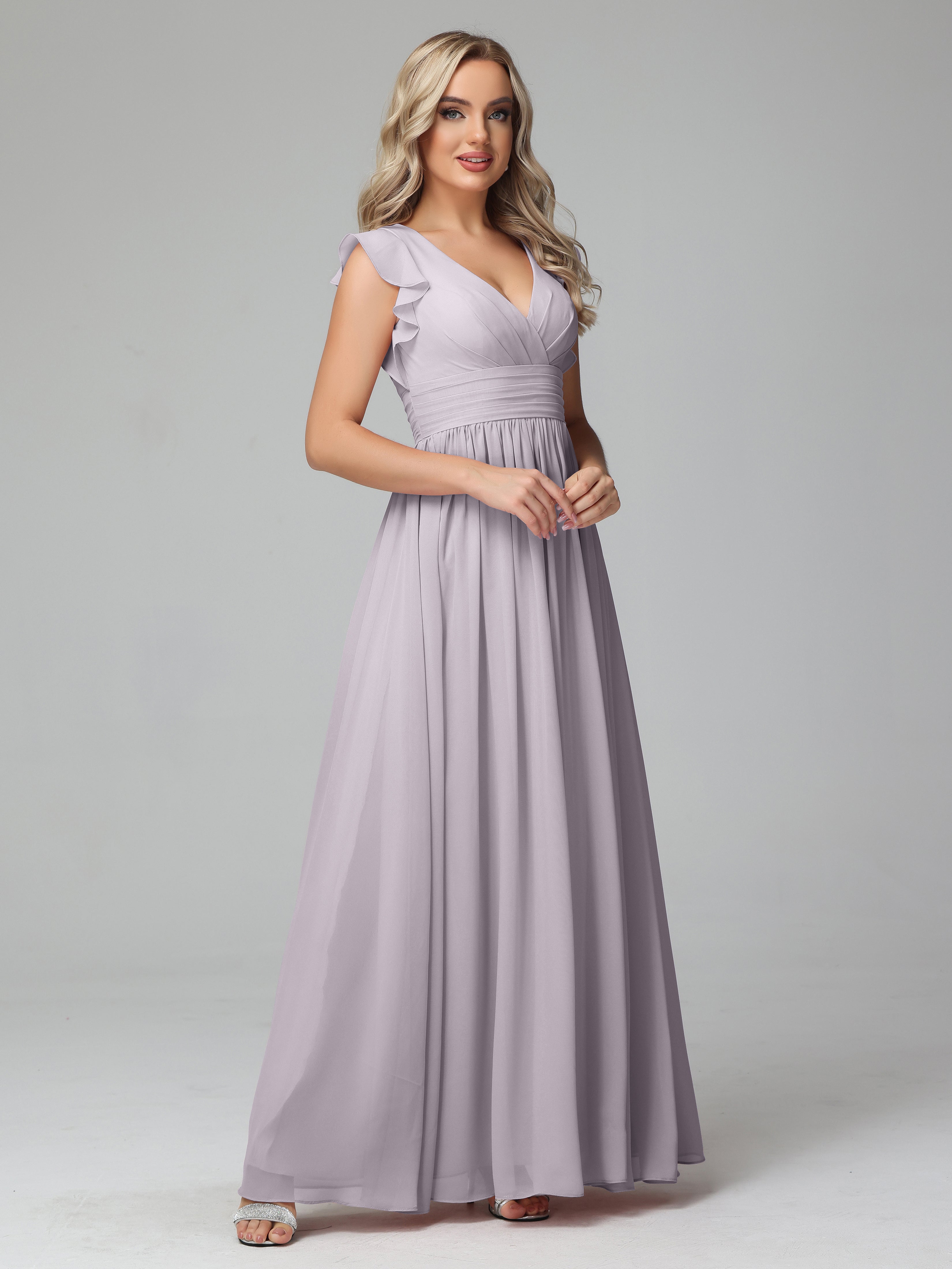Robes De Demoiselle D'Honneur Crépuscule Trapèze Mousseline Longue Robes Demoiselle D'Honneur