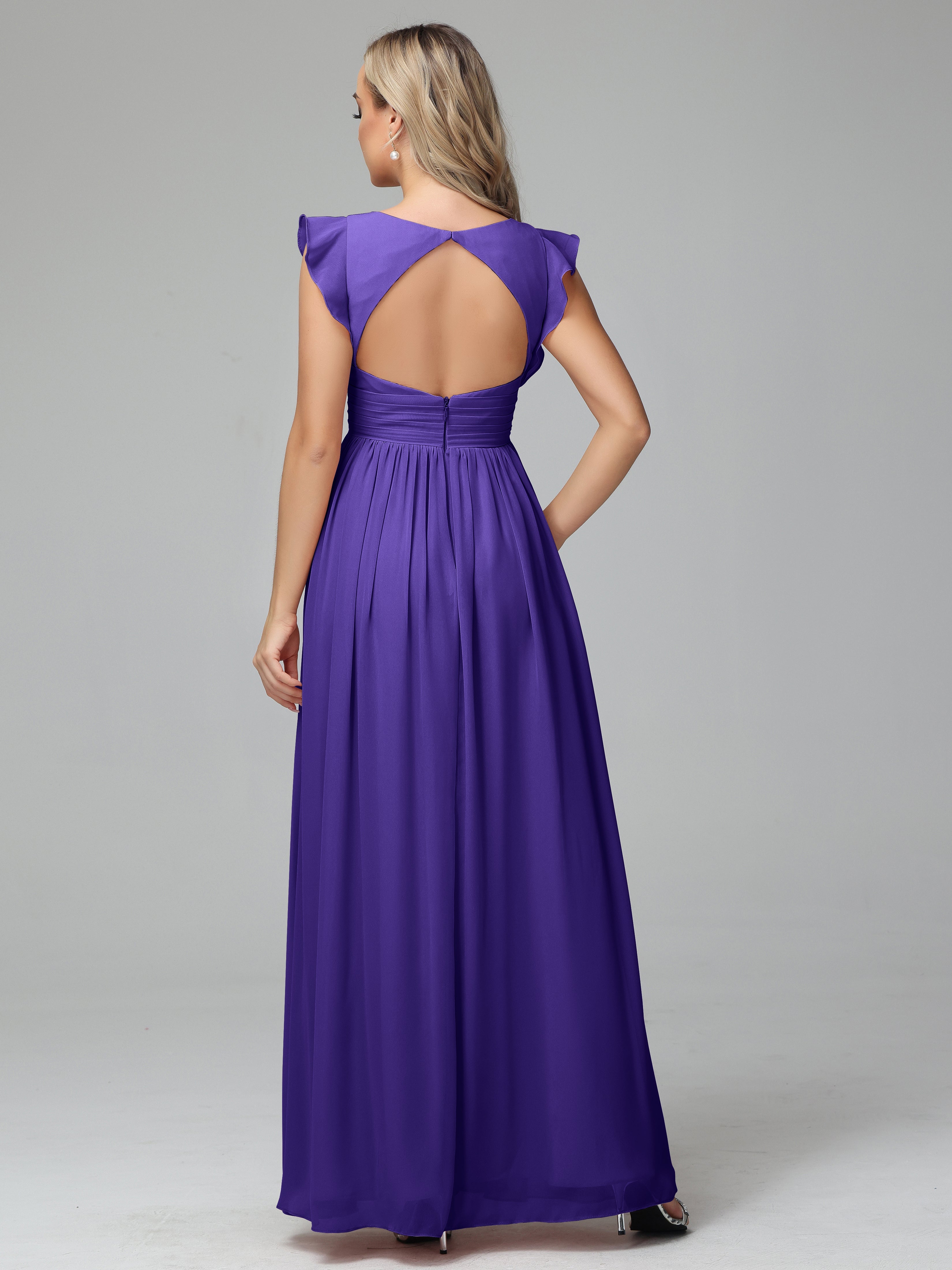 Robes De Demoiselle D'Honneur En Régence Trapèze Mousseline Longue Robes Demoiselle D'Honneur