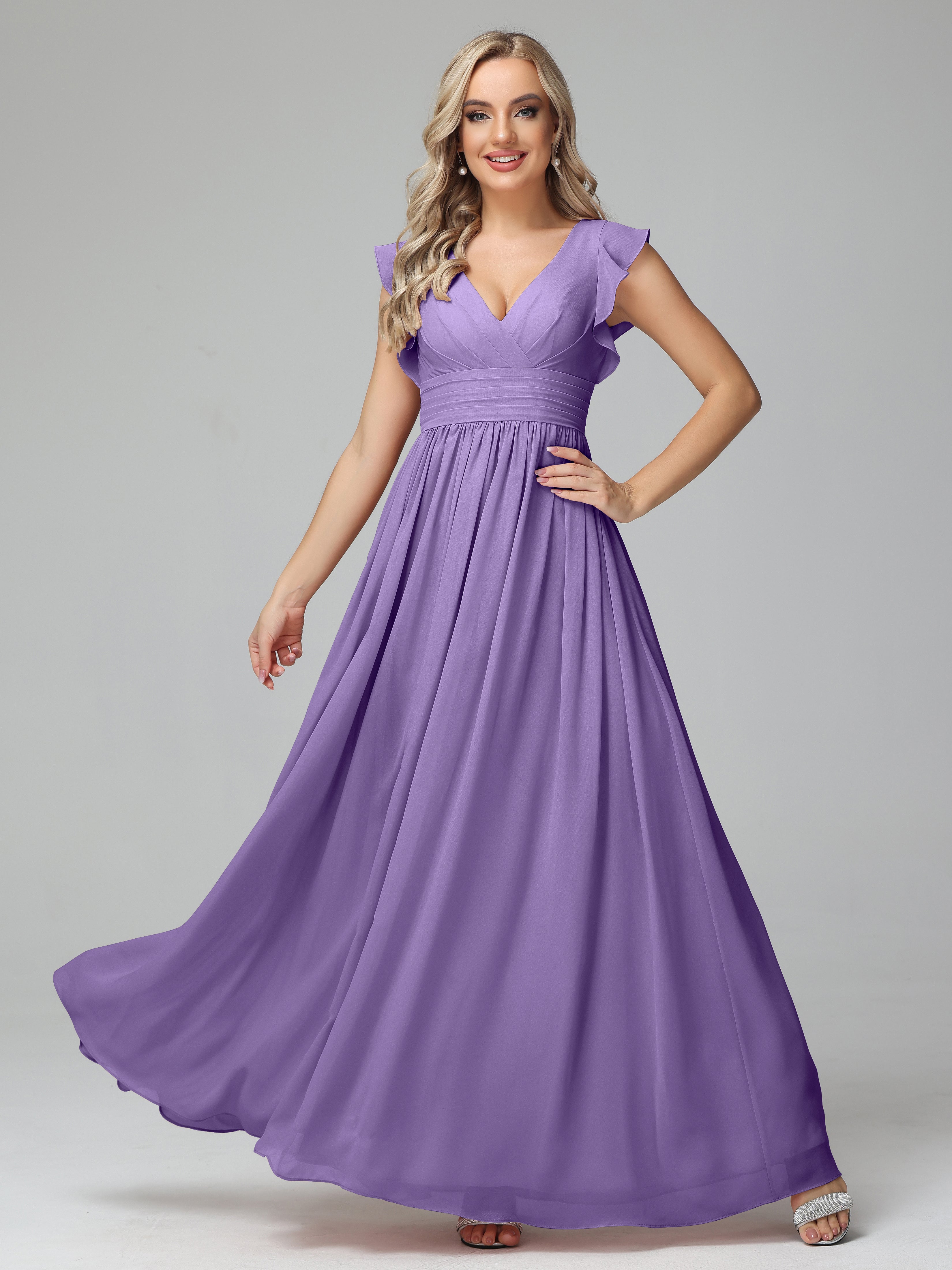Robes De Demoiselle D'Honneur Tahiti Trapèze Mousseline Longue Robes Demoiselle D'Honneur