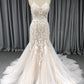 Délicate Robe fourreau cache cœur applique Dentelle&Tulle Robe de Mariée avec la courte traîne