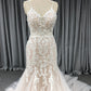 Délicate Robe fourreau cache cœur applique Dentelle&Tulle Robe de Mariée avec la courte traîne