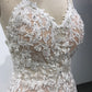 Délicate Robe fourreau cache cœur applique Dentelle&Tulle Robe de Mariée avec la courte traîne