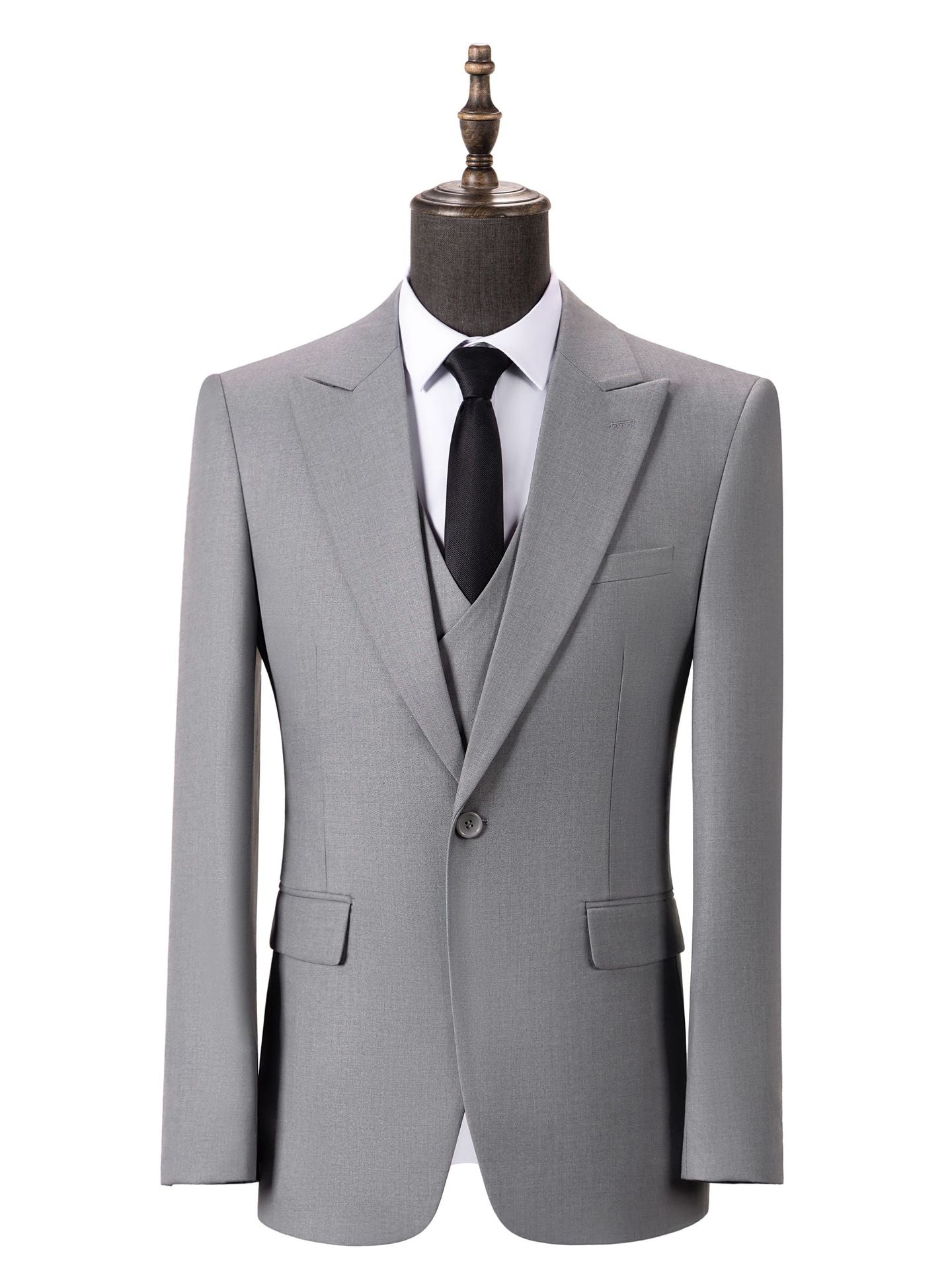 Costume 3 Pièces Homme Affaires en GRIS_ACIER Costume Marié et Garçon d'Honneur Élégant