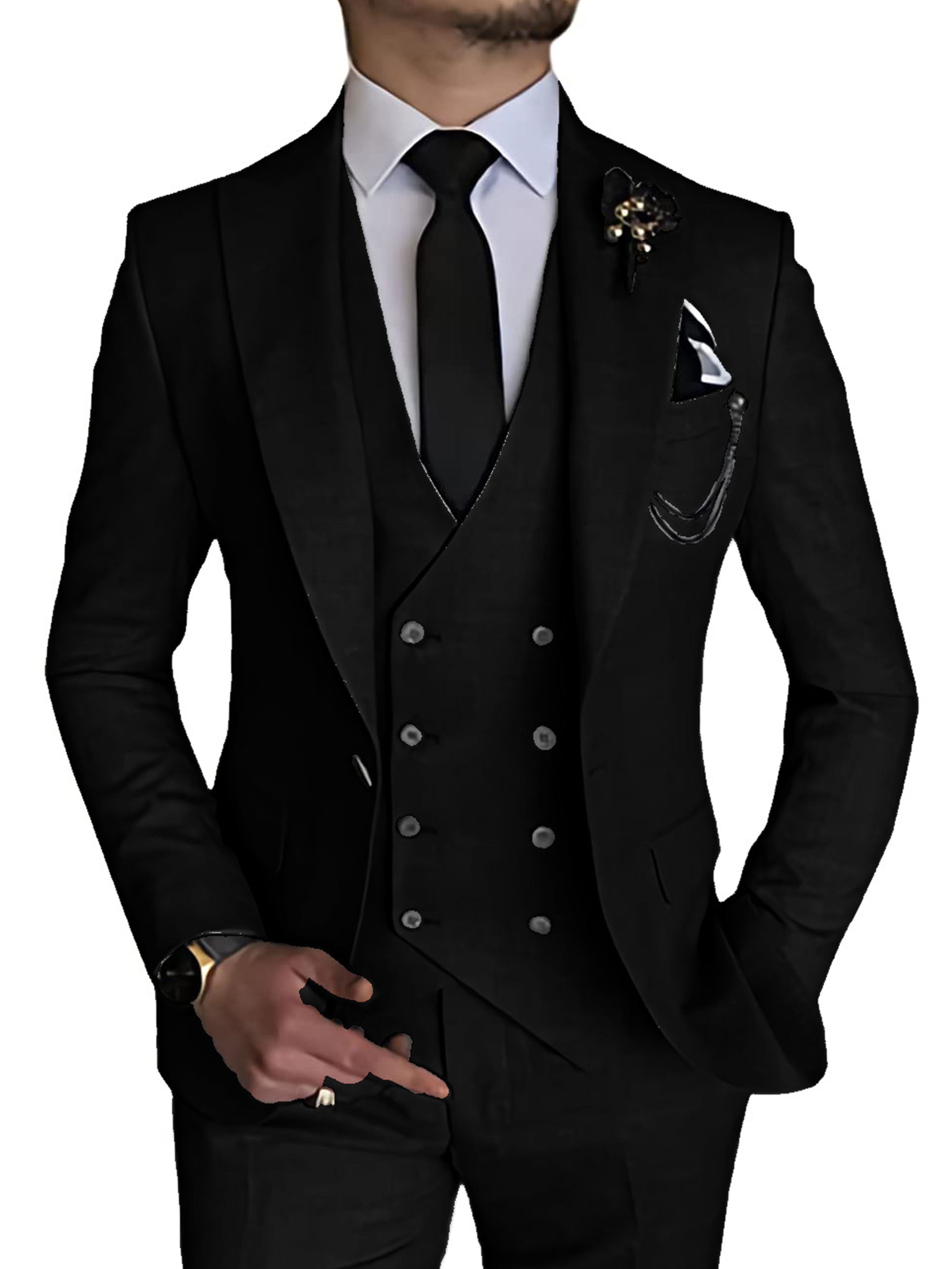 Costume 3 Pièces Homme Affaires - Costume Marié et Garçon d'Honneur Élégant