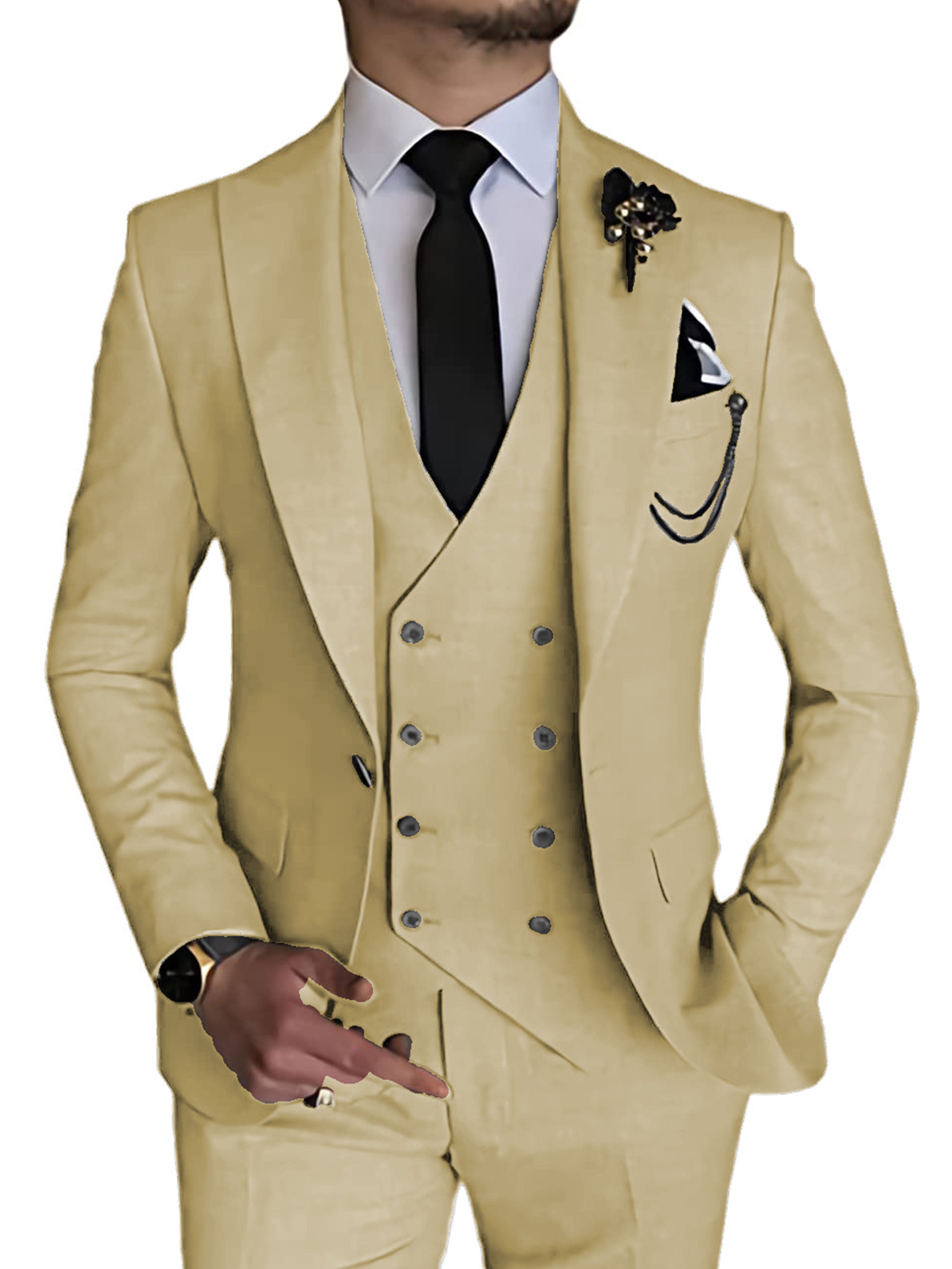 Costume 3 Pièces Homme Affaires - Costume Marié et Garçon d'Honneur Élégant