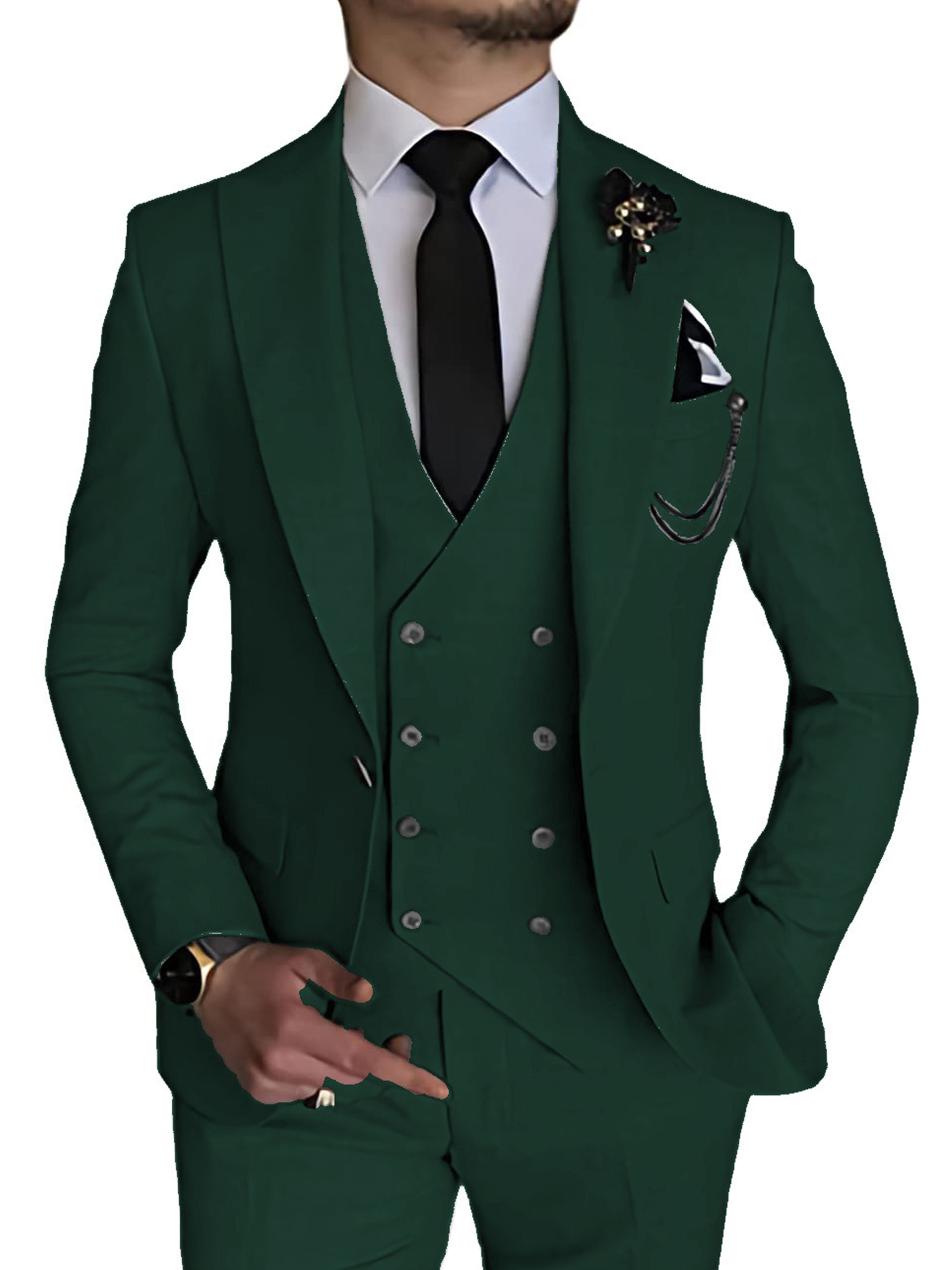 Costume 3 Pièces Homme Affaires - Costume Marié et Garçon d'Honneur Élégant